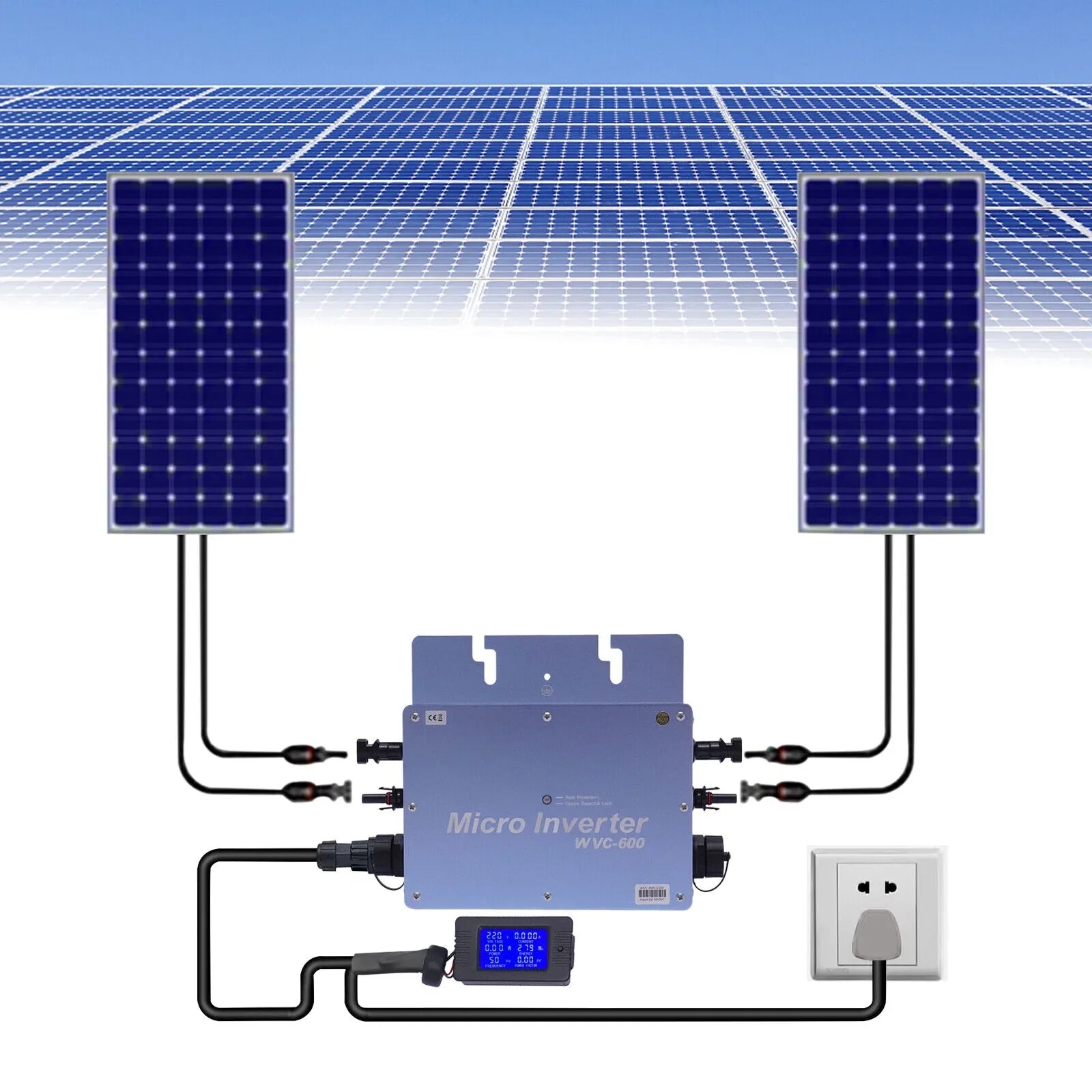 600W 110V Solar Micro Inverter Grid Tie  Pure Sine Wave  to  Waterproof