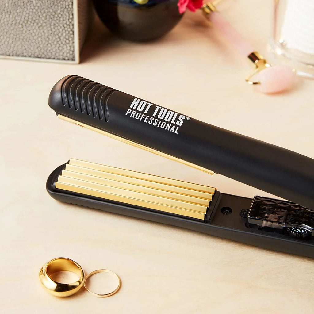 Hot Tools Pro Artist 24K Gold Crimping Iron , For Light Textured Crimps and Volume (1 in)