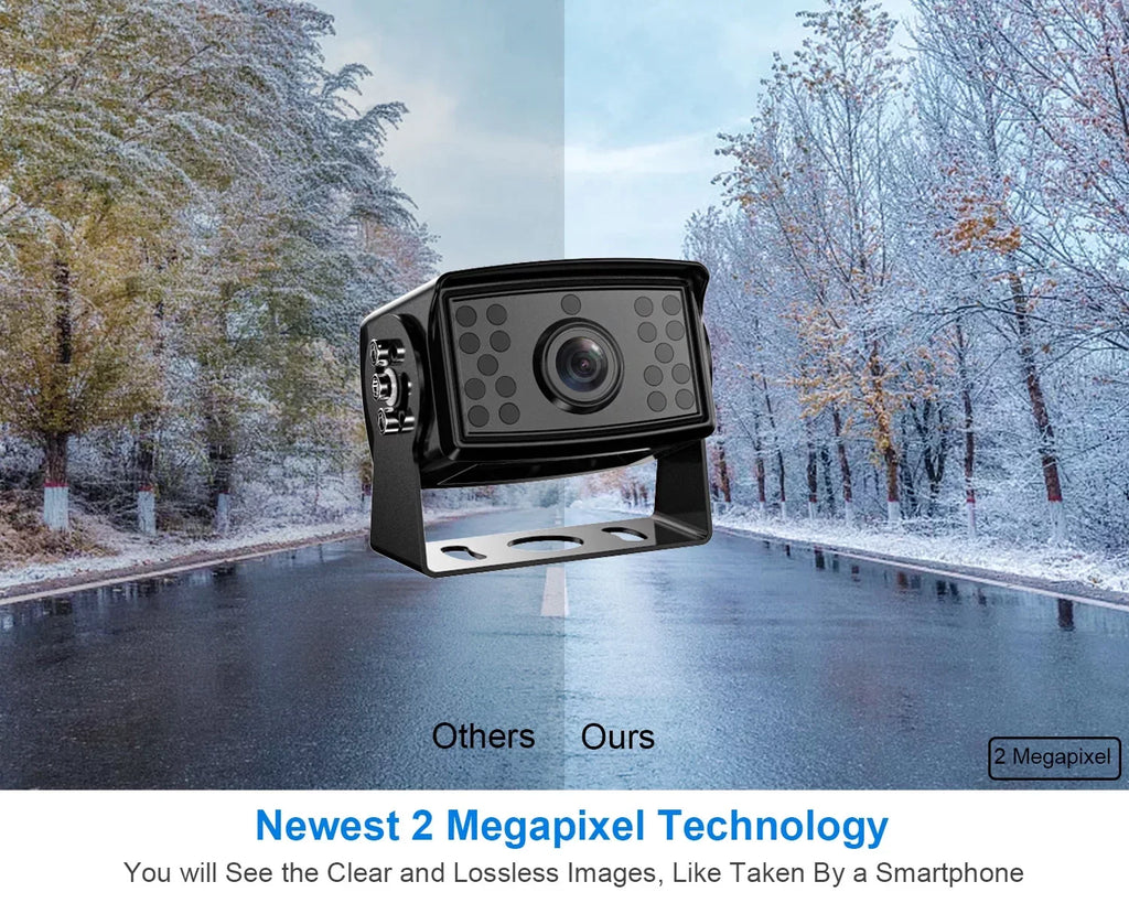Fookoo Ⅱ 7" 1080P Wired  Backup Camera Systems, 7-inch  Dual Split Screen Monitor / Recording  Waterproof Front/Rear View Cameras Parking Lines for Truck/Trailer/ ()