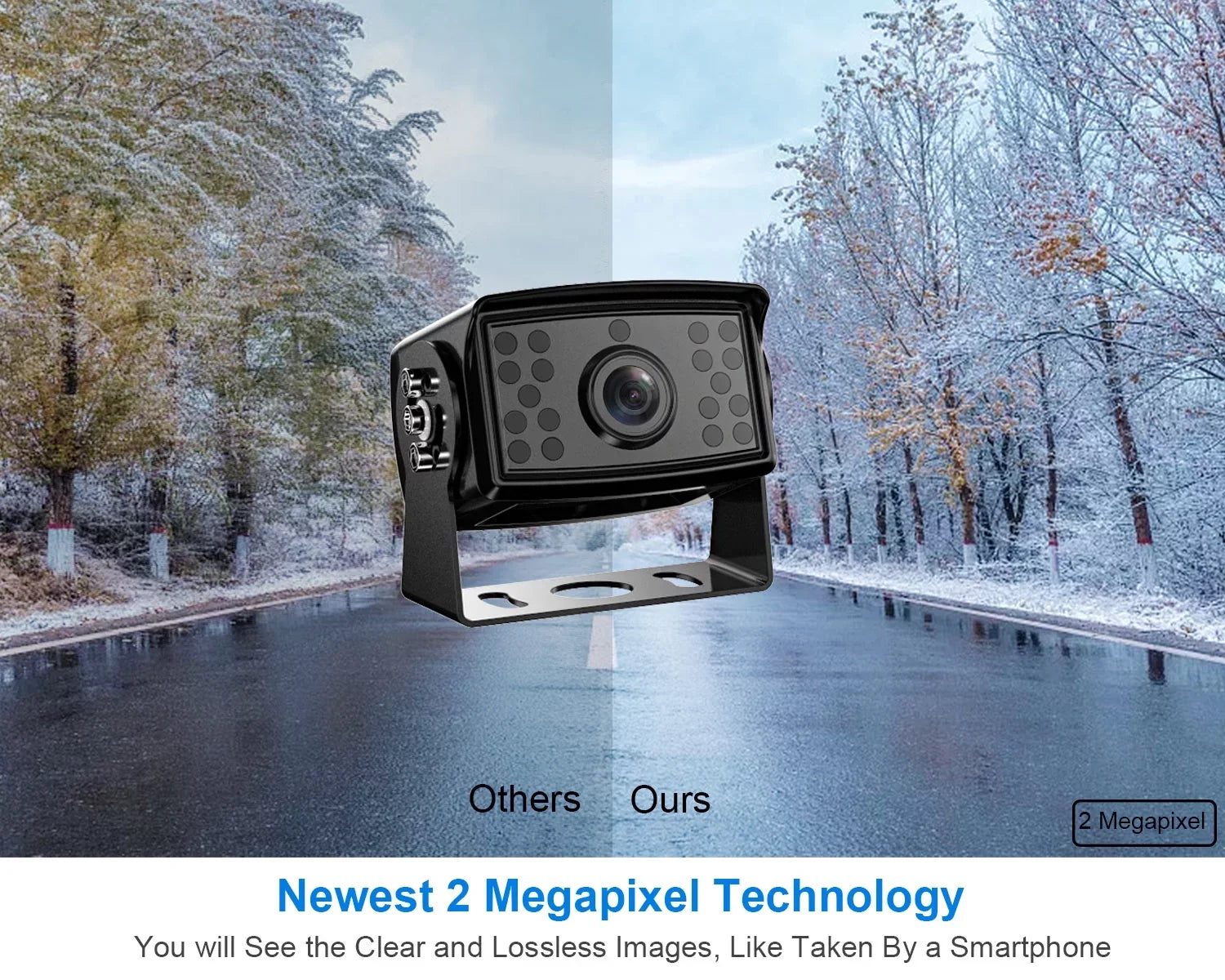 Fookoo Ⅱ 7" 1080P Wired  Backup Camera Systems, 7-inch  Dual Split Screen Monitor / Recording  Waterproof Front/Rear View Cameras Parking Lines for Truck/Trailer/ ()