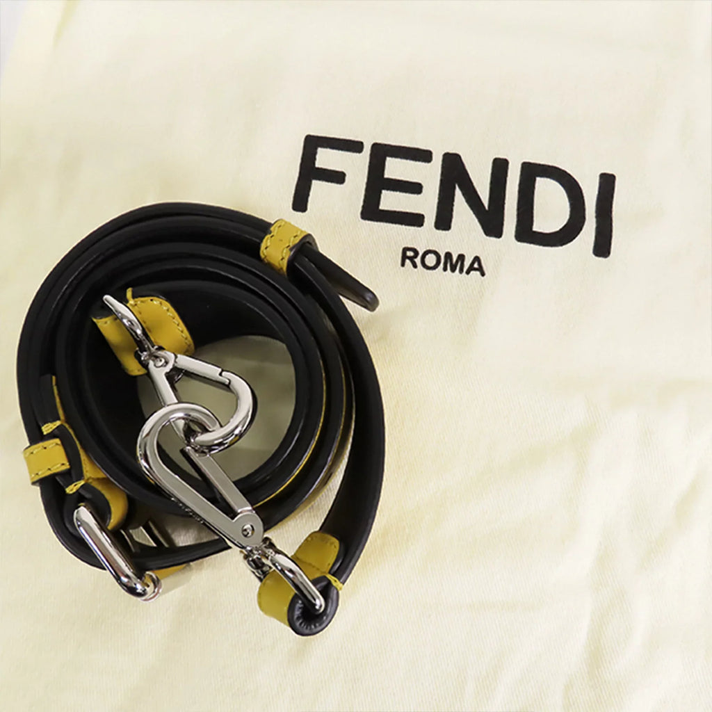 Pre-Owned Authenticated Fendi Stripes Convertible Baguette Nylon Fabric Black Satchel Unisex (Good)
