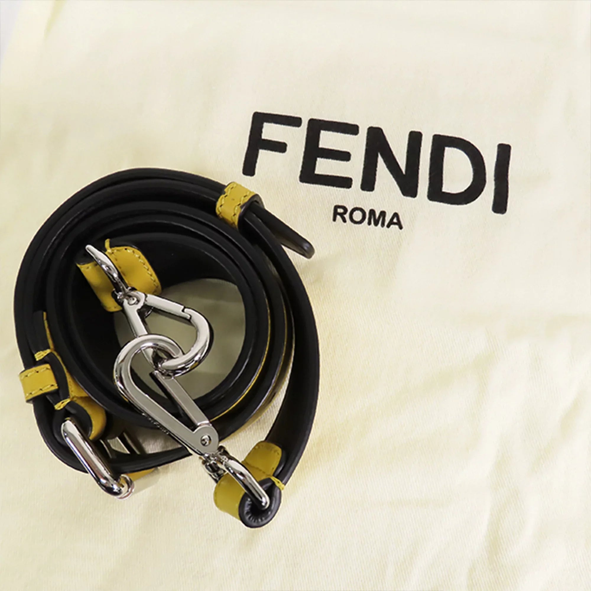 Pre-Owned Authenticated Fendi Stripes Convertible Baguette Nylon Fabric Black Satchel Unisex (Good)