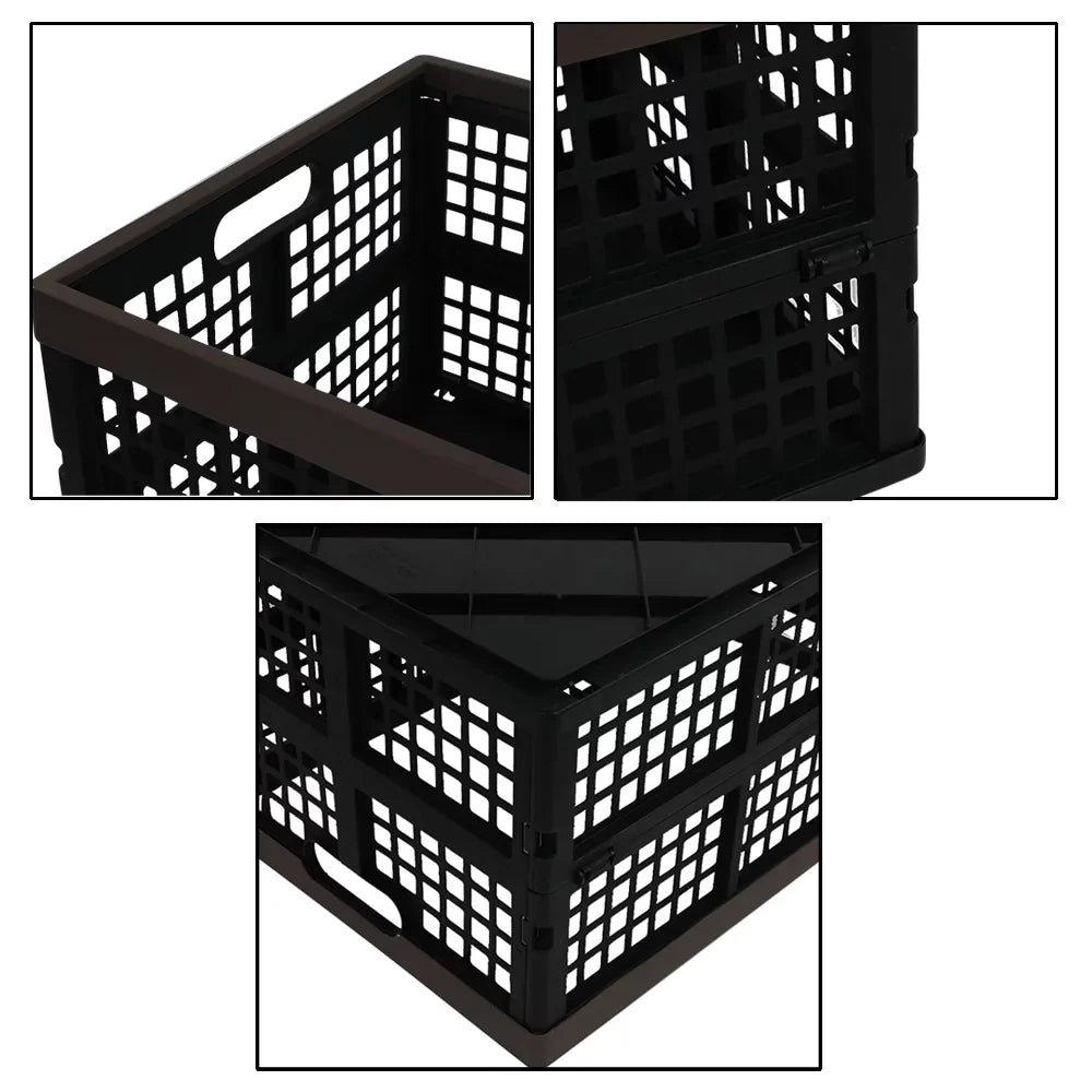 Morcte 42  Plastic Collapsible Storage Crates, Stacking Folding Storage Basket, 3-Pack