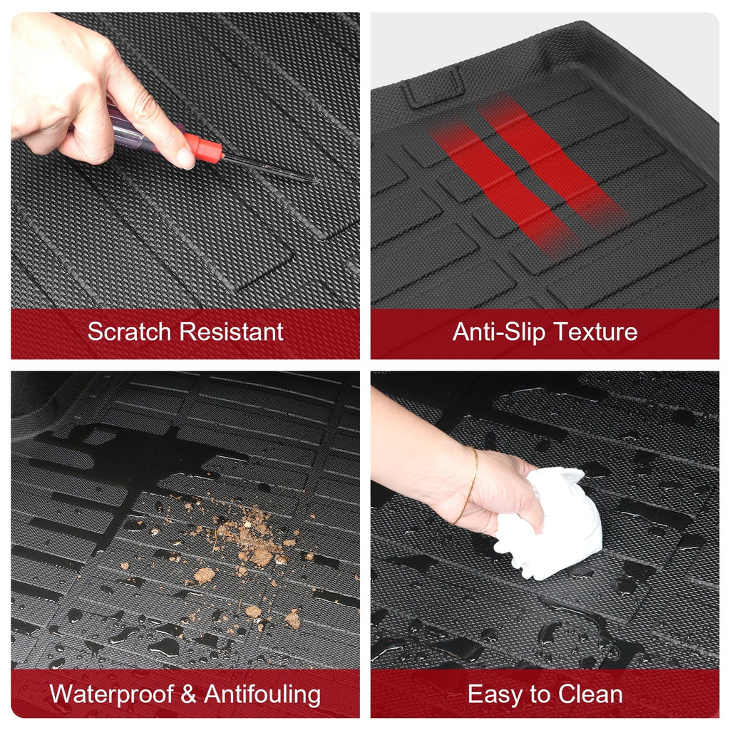 Ikon Motorsports Truck Bed Mat Compatible With 2019-2024 Ford Ranger Super Crew Cab 5Ft Short Bed, Black Rear Storage Floor Liner  Cargo Guard All Weather 3D Heavy Duty Trunk Flooring Protector