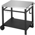 Double-Shelf Movable Dining Cart, Stainless Steel Worktable on 2 Wheels, Kitchen Food Prep Work Table, Outdoor Dining Room Bar Cart, Pizza Oven Table w/Hooks, Handle, .5 x .7 x .8