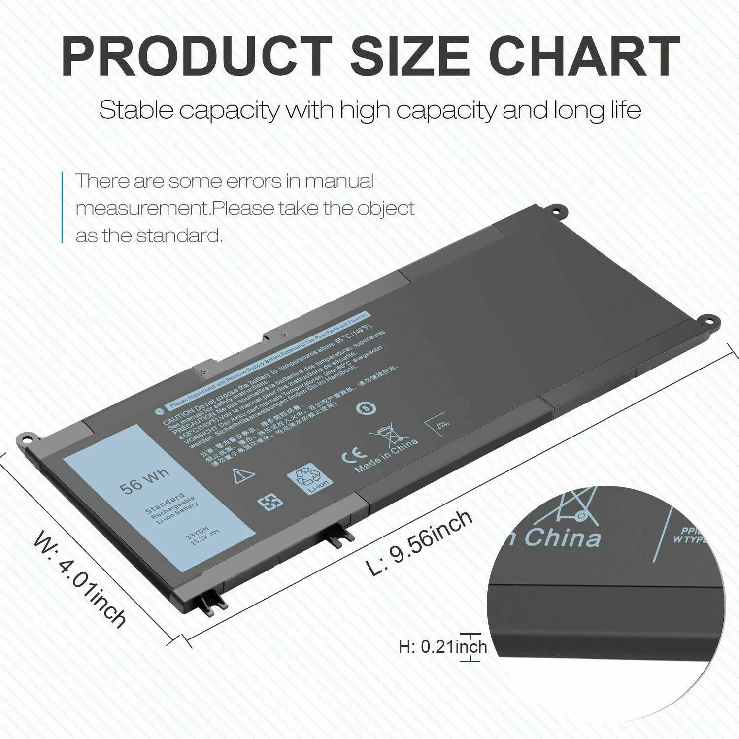 New Battery for Dell  15 3579 17 3779  15 5587  15 7588 Laptop