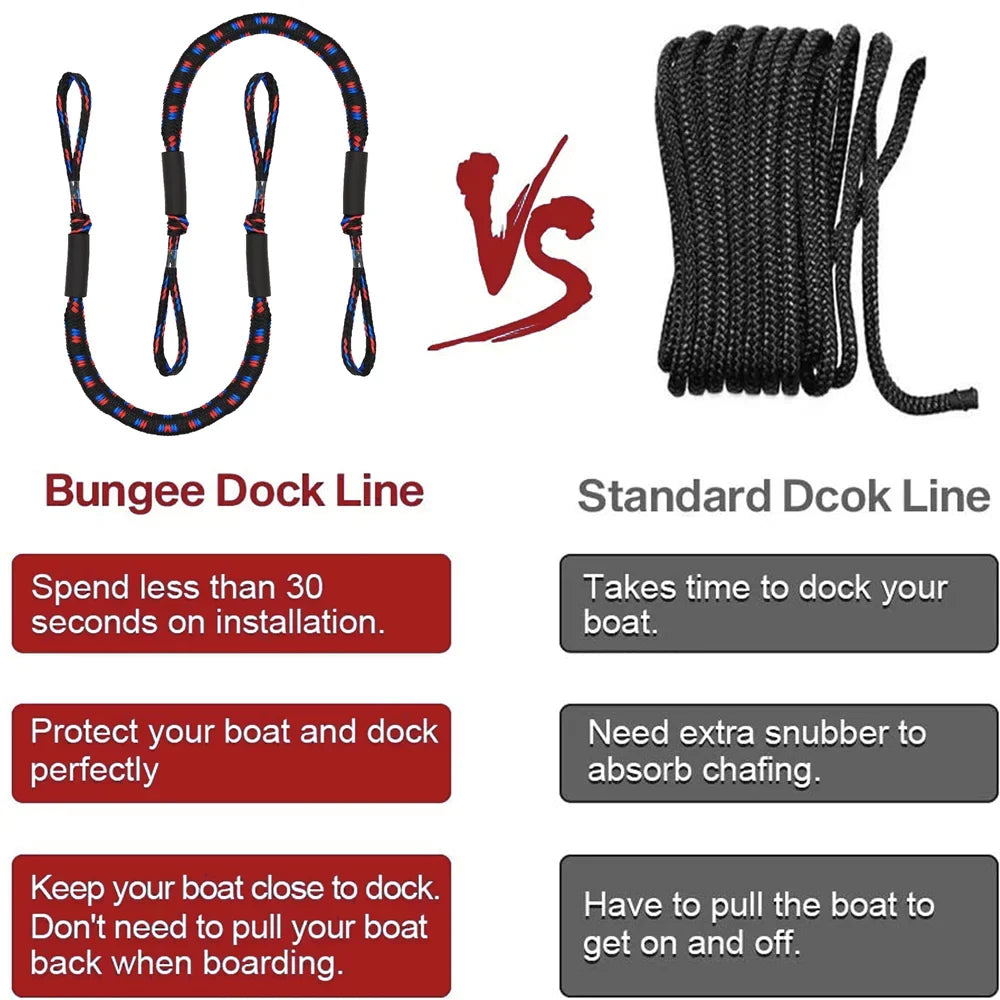 Aptoco 4Pcs Boat Bungee Dock Lines Dock Rope Mooring Line Boat Accessories Docking Ropes for Boats Kayak, Jet Ski, Pontoon, Christmas Gifts