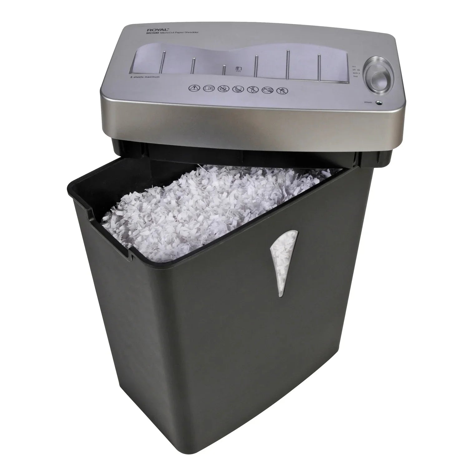 Royal  Paper Shredder - Micro Cut - 5 Per Pass - for shredding Paper, Credit Card - 0.157" x 0.394" Shred Size - 4 gal Wastebin Capacity - Black, Silver