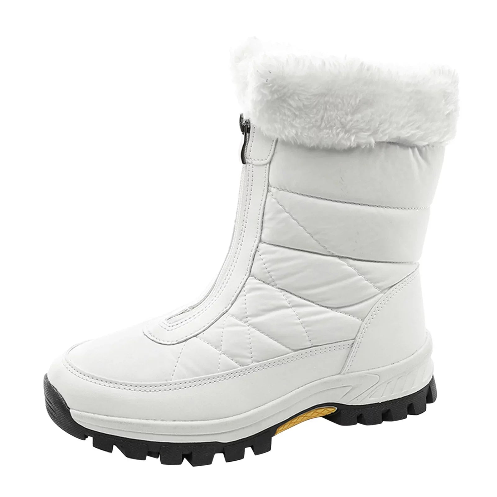 Fashion Women Winter Water Proof Flat Zipper Keep Warm Snow Boots Comfortable Mid Boots Shoes