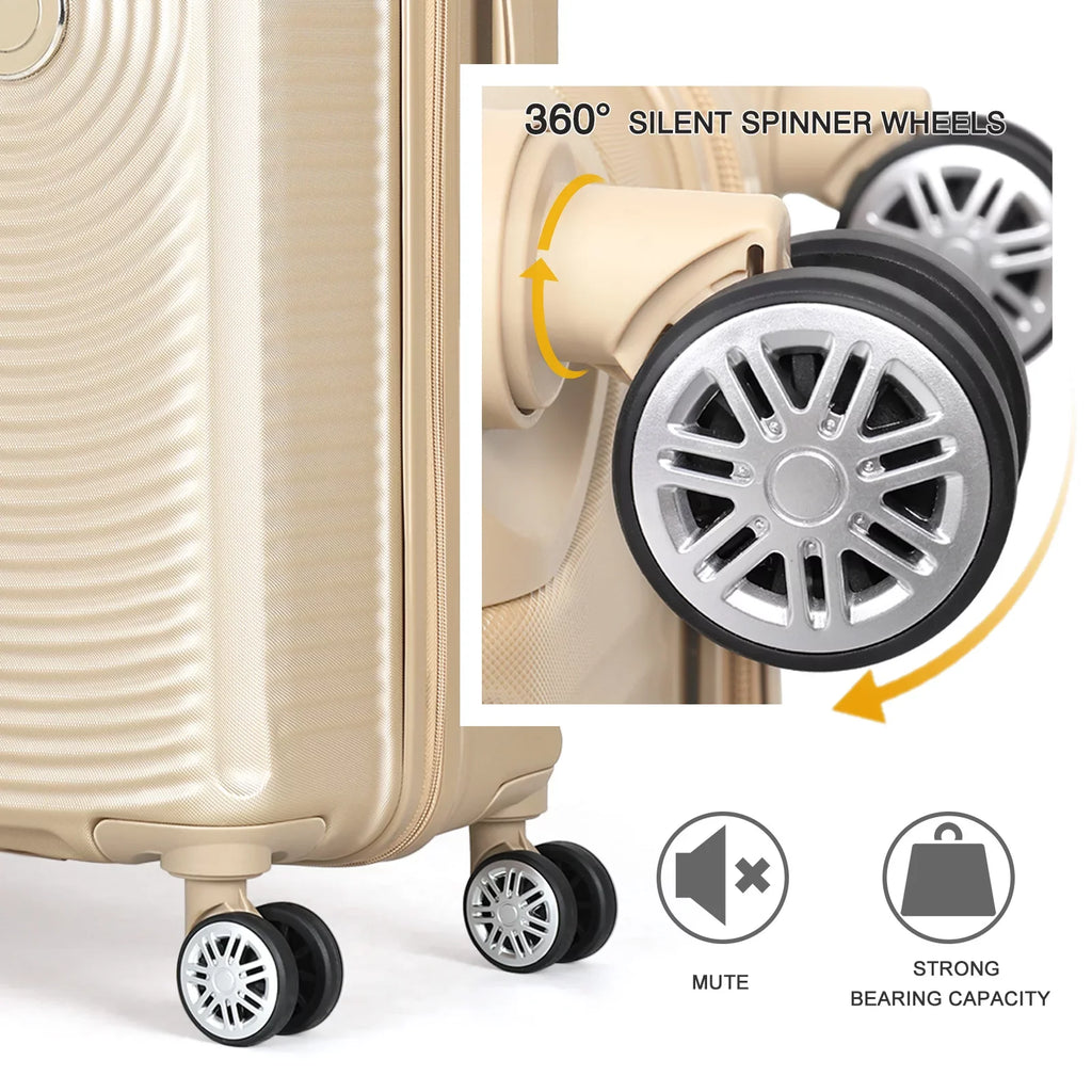 Hikolayae Oriental Collection Hardside Spinner Luggage Sets in Champagne, 3 Piece -  Lock