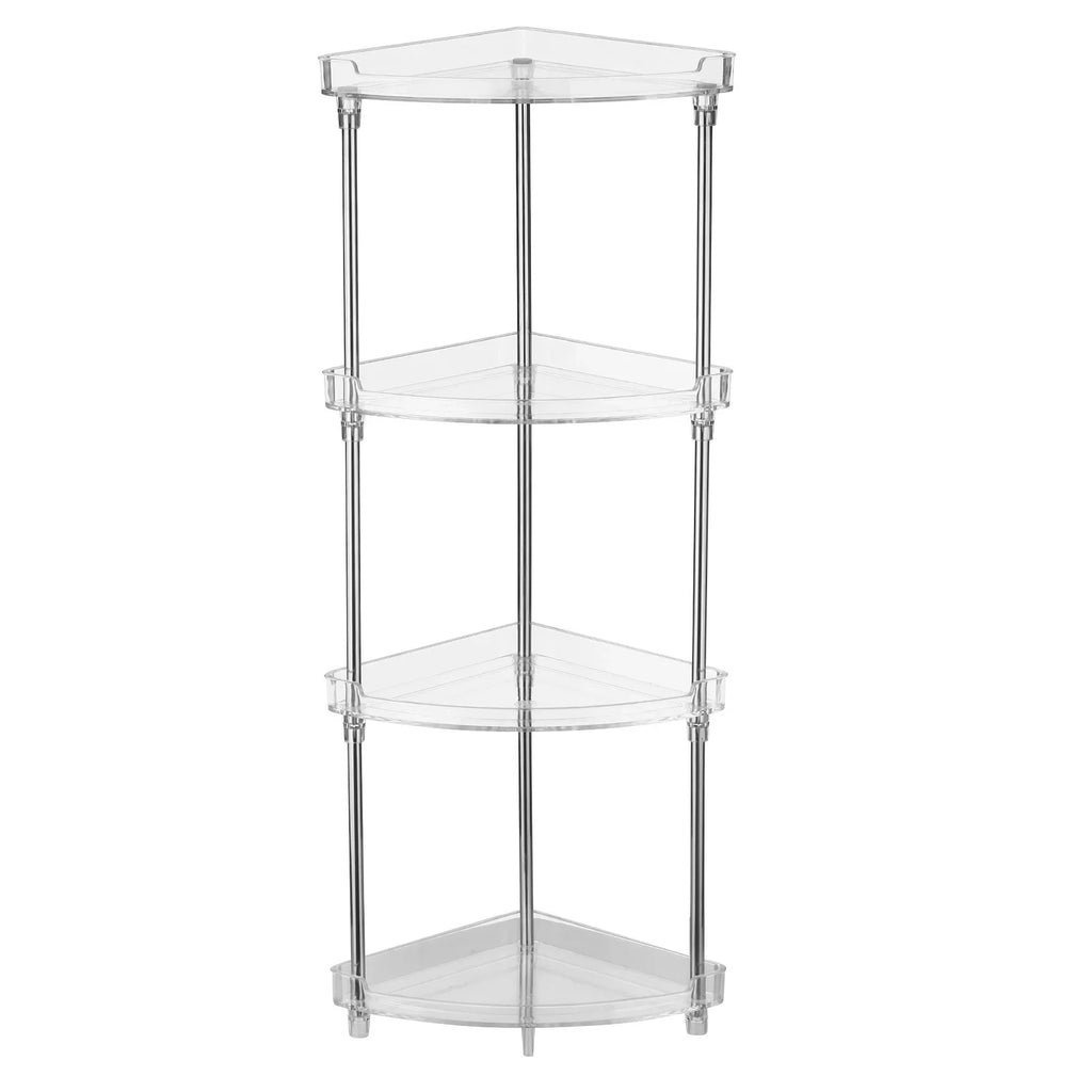 Walmeck 4-Tier Corner Storage Organizing Caddy Stand for Bathroom Vanity Countertops Free Standing  2 Shelves Clear