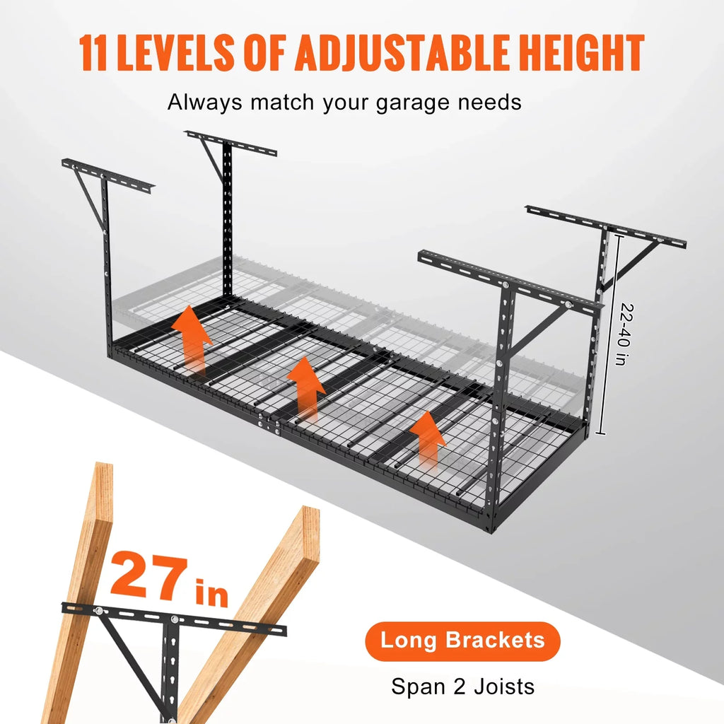 Overhead Adjustable Garage Storage Stand 36x96in Ceiling Stand 600lb Black