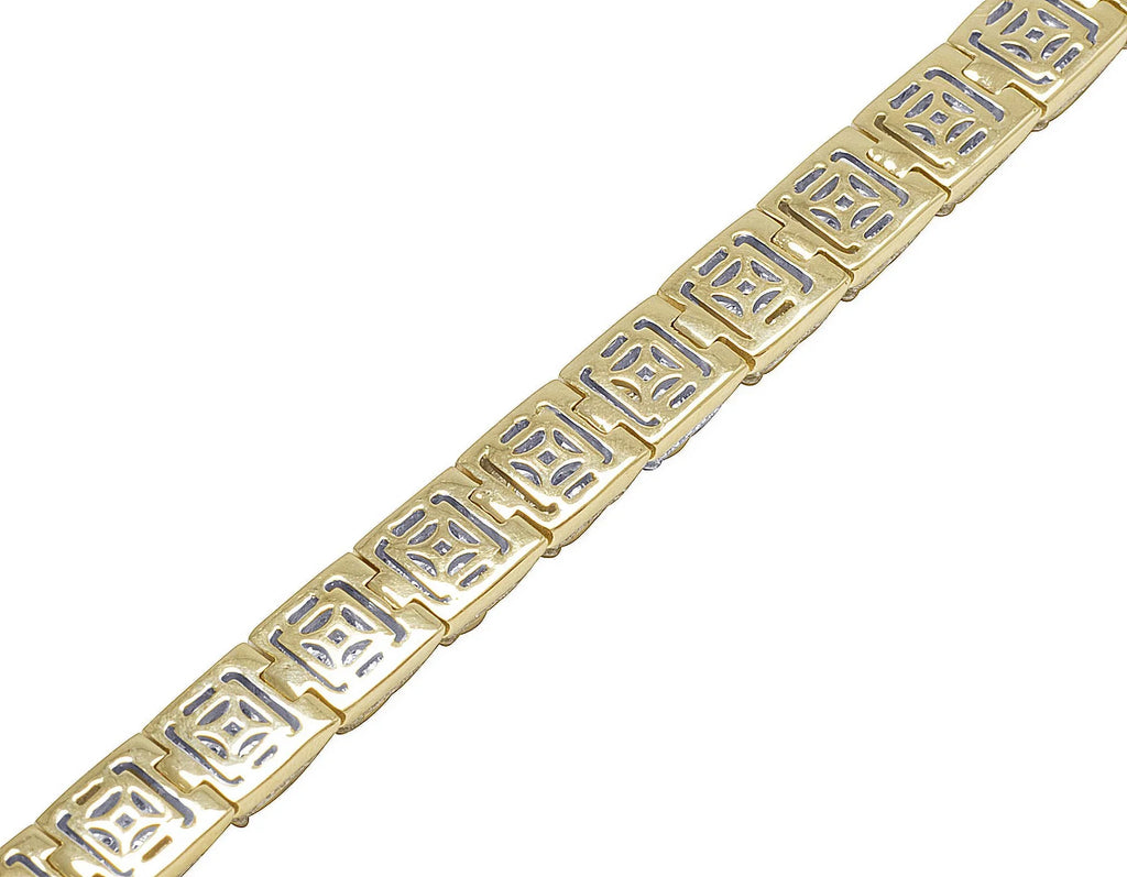 Men's 10K Yellow Gold Diamond 8MM Cluster Bracelet 6.6  8.5"