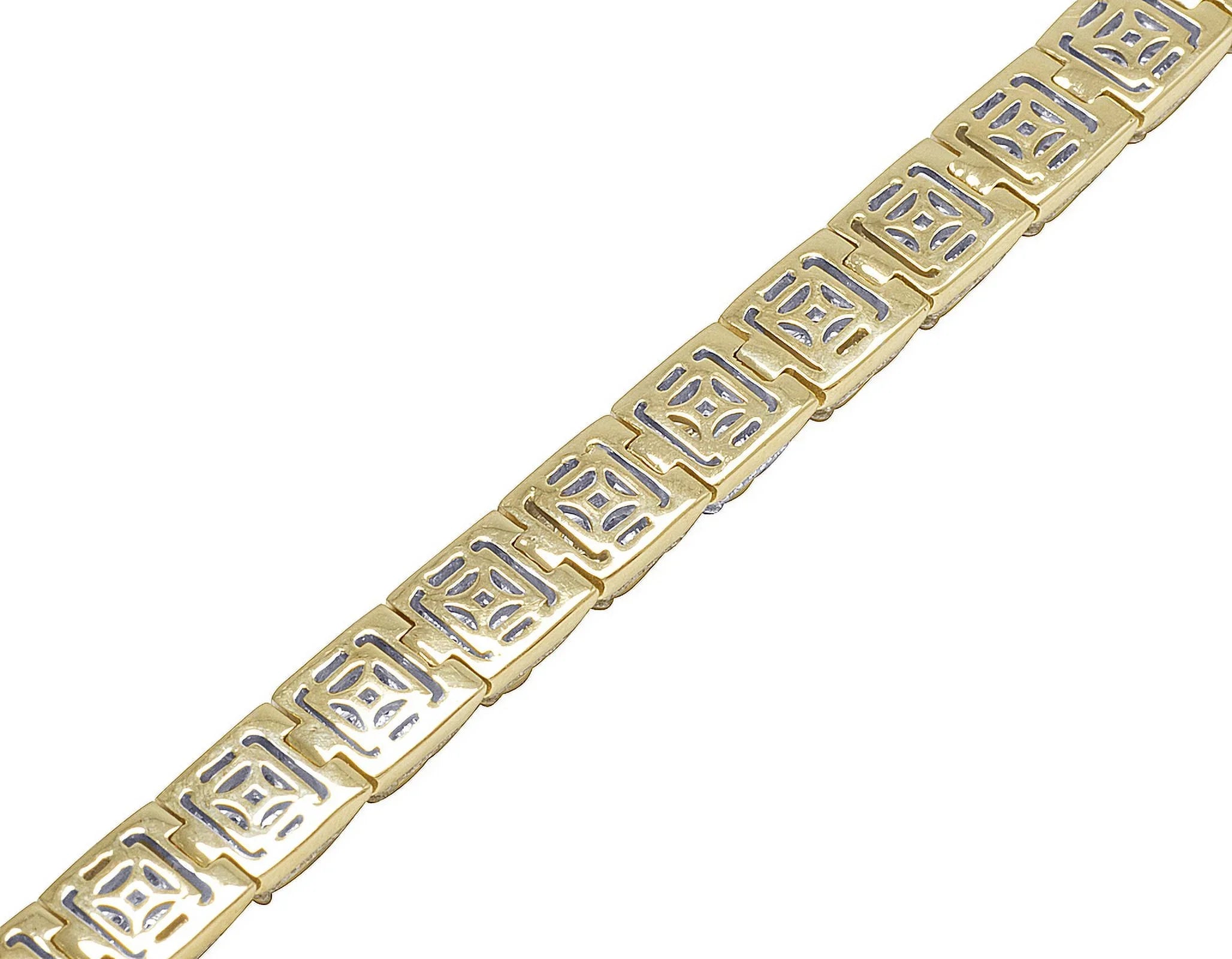 Men's 10K Yellow Gold Diamond 8MM Cluster Bracelet 6.6  8.5"