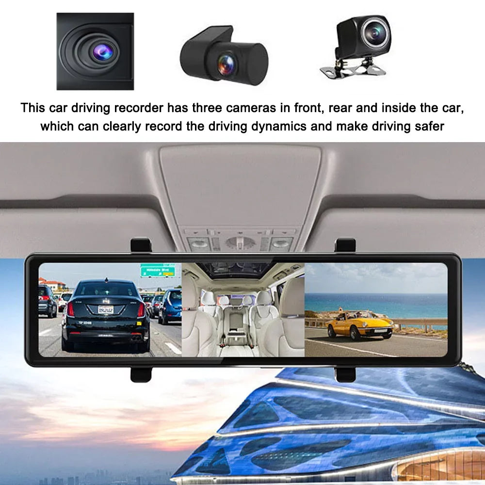 Andoer Dash Camera,3 Cameras Dash Cam Mirror Bt Car Touched Screen Bt Car Video 2.5k Clear Car 12in 2.5k Clear Car Camera Car Rearview Mirror Cam 12in 2.5k Rearview Mirror Bt Screen 2.5k Car