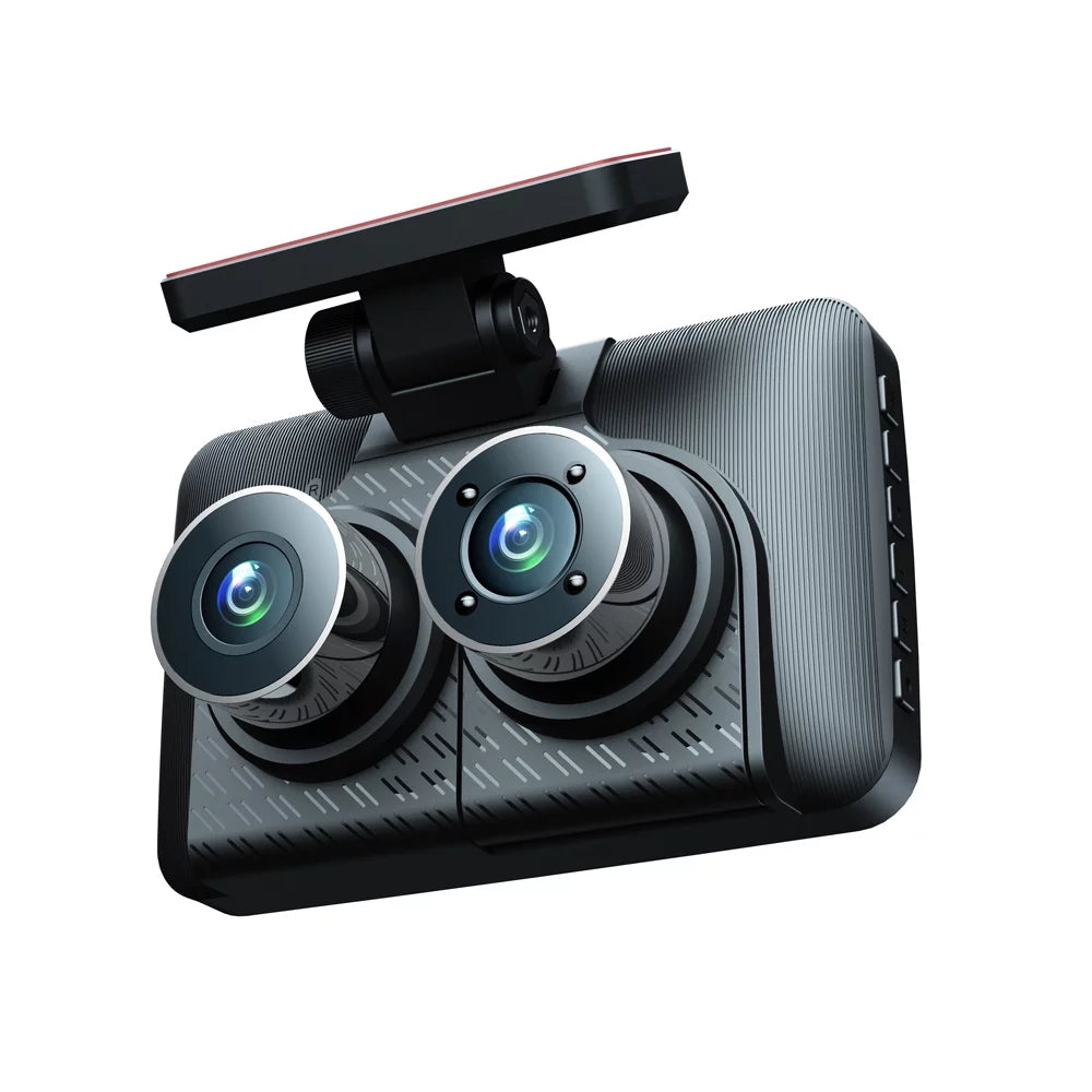 Andoer 3 Cameras Dash Cam 4in Clear Car Rearview Mirror Car Video Recording Camcorder Wide Angle Car Camera Recorder Auto Safety Driving Recorder