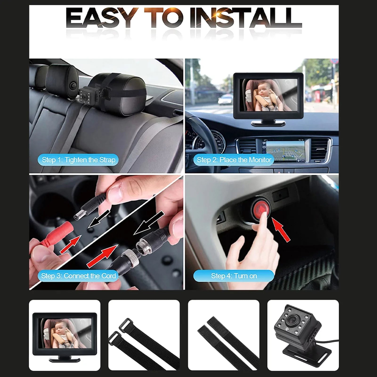 Anself Invigilator Baby Car Mirror Camera with 150° Wide View for Rear Facing Seat and 1080P  Video Display