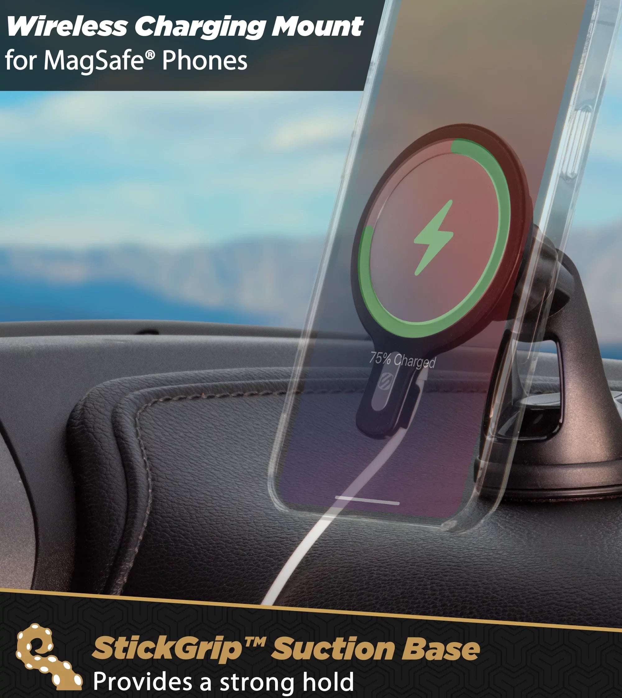 Scosche - MagicMount  Window/Dash Car Phone Holder Mount Kit (MagSafe Charger Is  Included) Compatible with MagSafe Chargers, Black