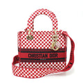 Pre-Owned Christian Dior  Dior Amour Lady -Lite Dee Light Mini Medium Bag Red x Polka Dot Canvas M0565OBBE_933U Handbag Shoulder (Like New)