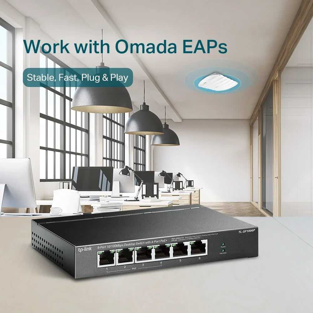 '-Link 6 Port Fast Ethernet 10/100Mbps PoE Switch | 4 PoE+ Ports @ 67W | Plug & Play | Sturdy Metal w/Shielded Ports | Limited Lifetime Protection | Extend Mode | Priority Mode (-)
