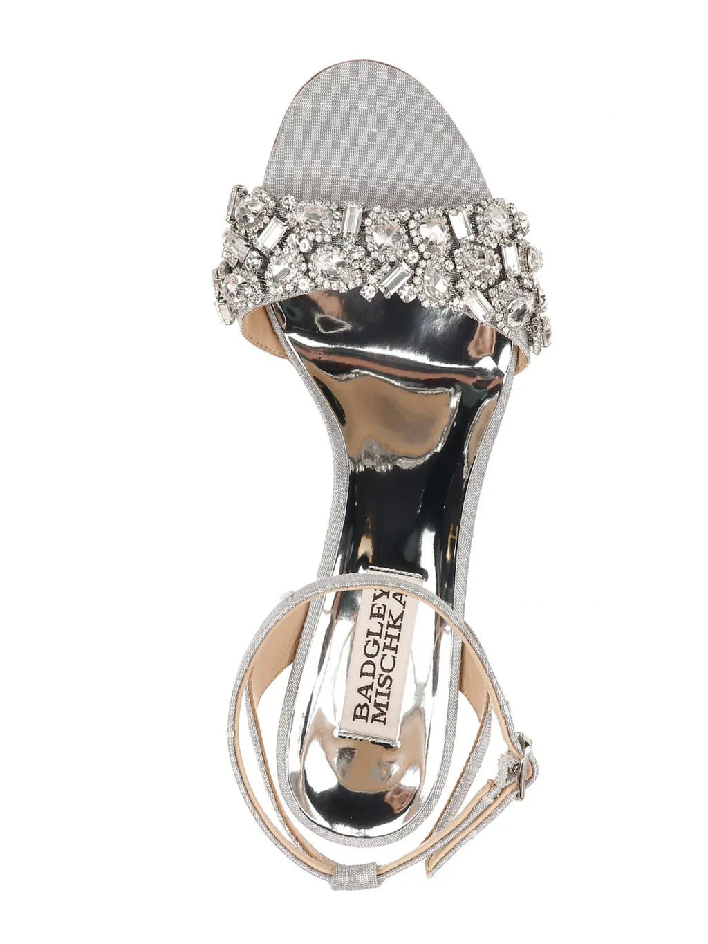 Womens Silver Toe Strap Metallic Rhinestone Round Toe Block Heel Buckle Dress Sandals Shoes 7