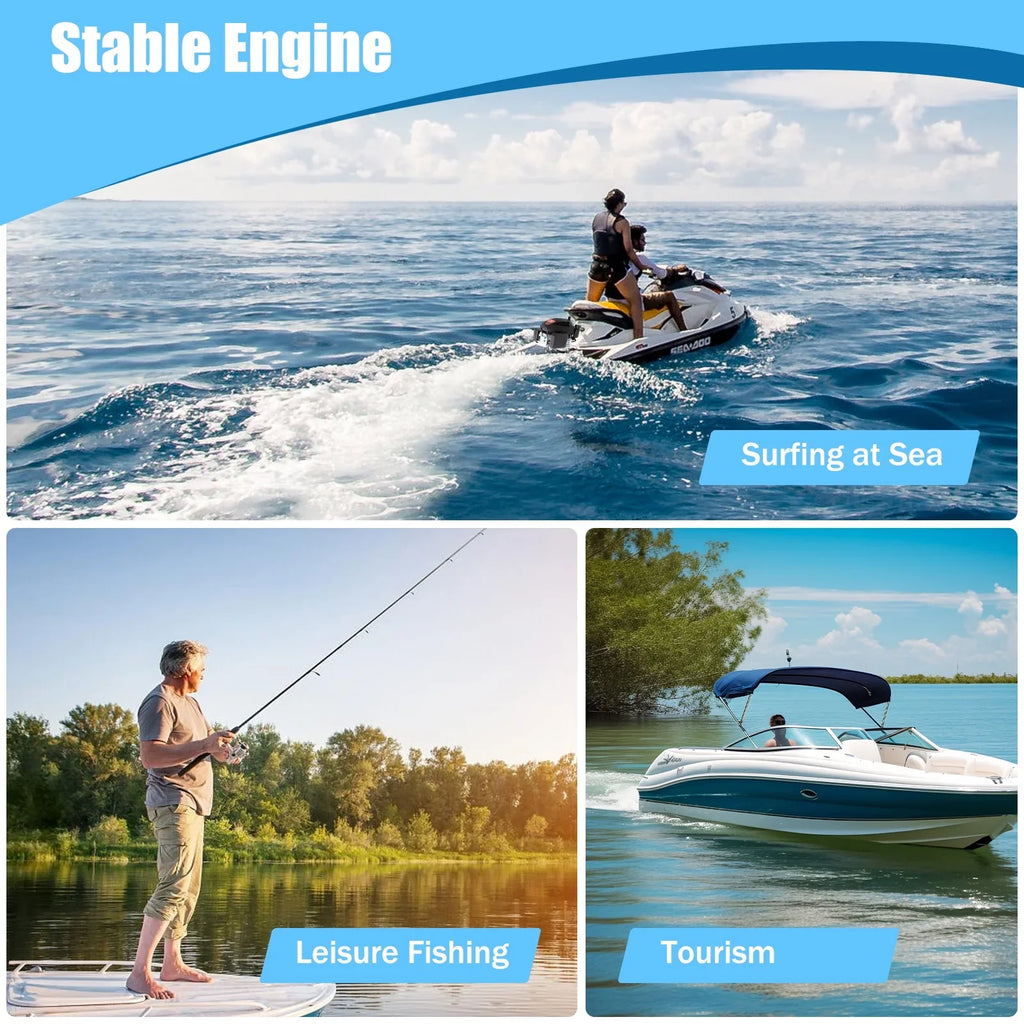 Fichiouy 6  4 Stroke Outboard Motor Engine Tiller Shaft Boat Engine Air Cooling 2500rpm with  Water Air Cooling System 1:1.5