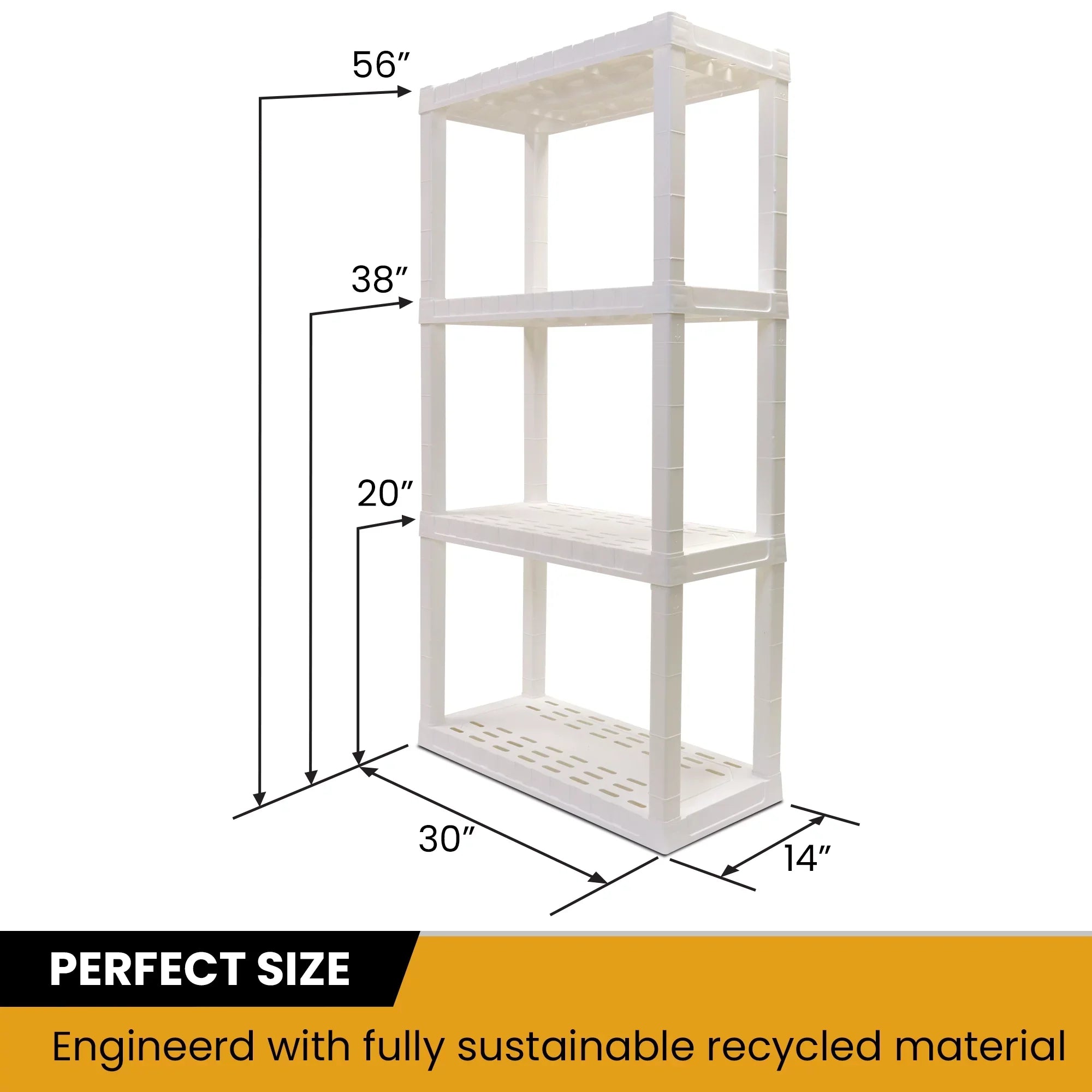 Hyper Tough 4-Tier Shelving Unit,  x  x " Multipurpose Home Storage Plastic Shelf Organizer, White