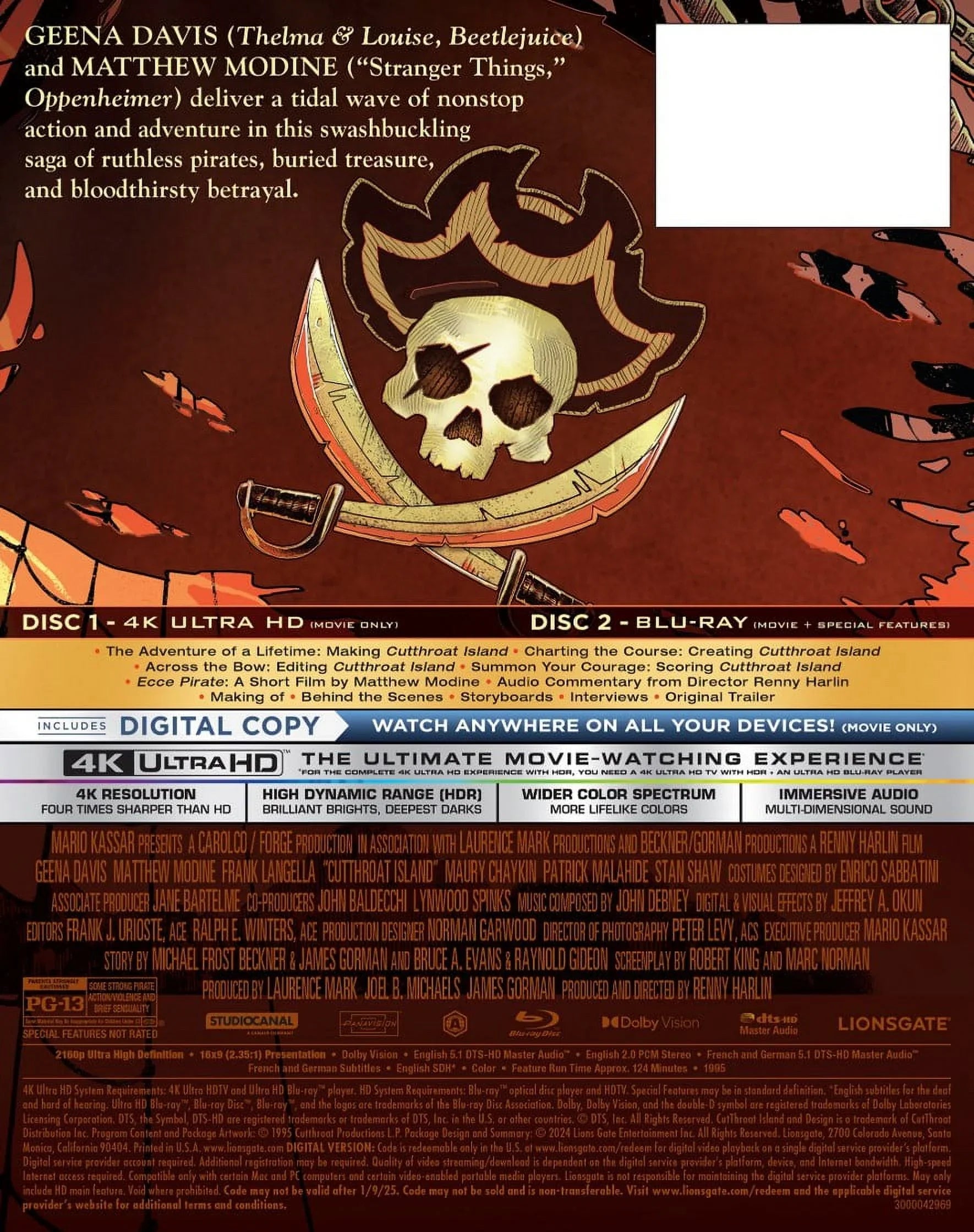 Cutthroat Island (Steelbook) (Walmart Exclusive) (4K Ultra  + Blu-Ray + Digital Copy)