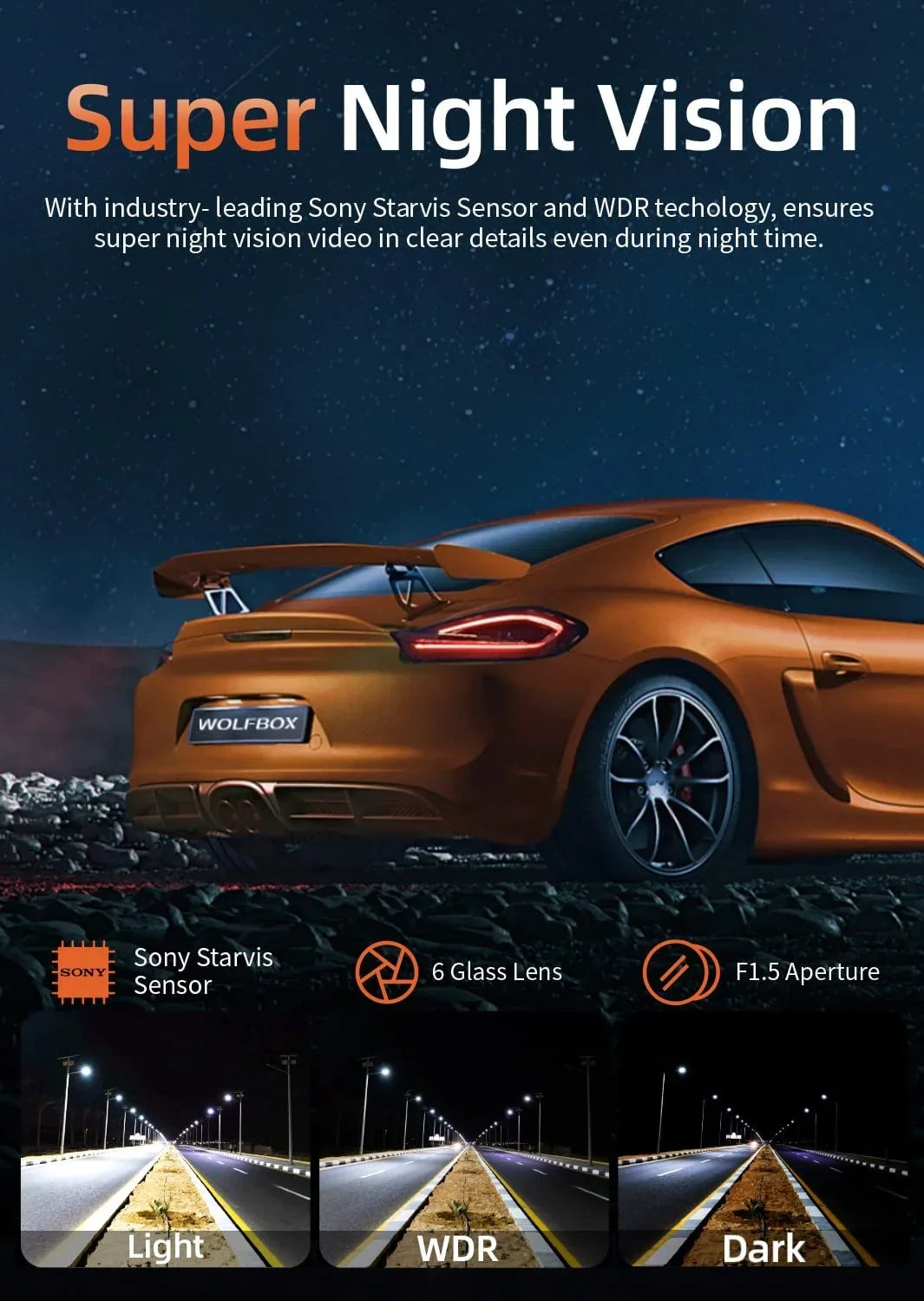 2.5K Full  Dash Cam, Dash Camera with WiFi, Loop Recording,  Control, Night Vision, -Sensor, 24 Hours Parking Monitor, Support 64GB Max