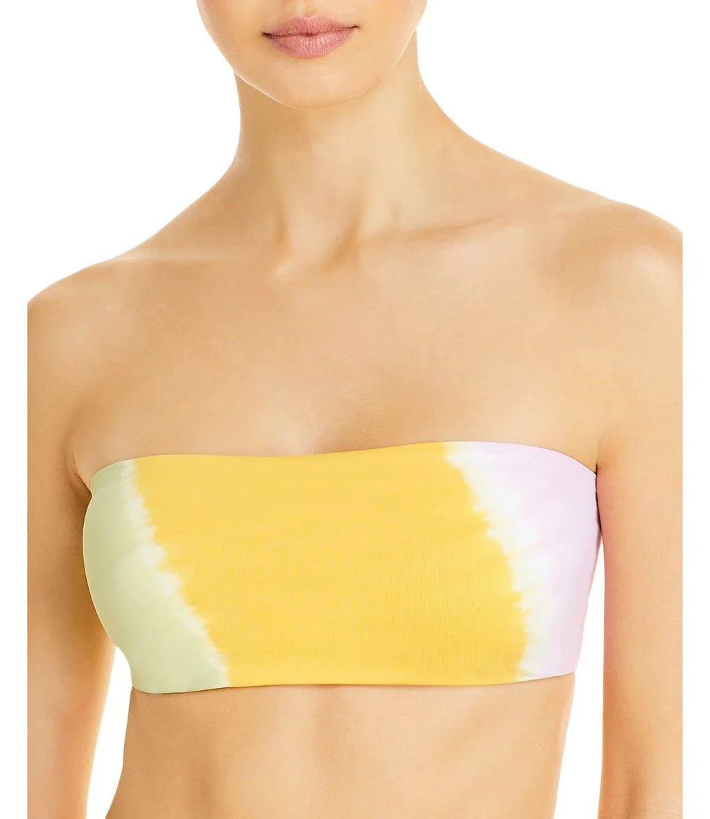 Space Women's Beach Wave Bandeau Bikini Tops, Yellow, -Small