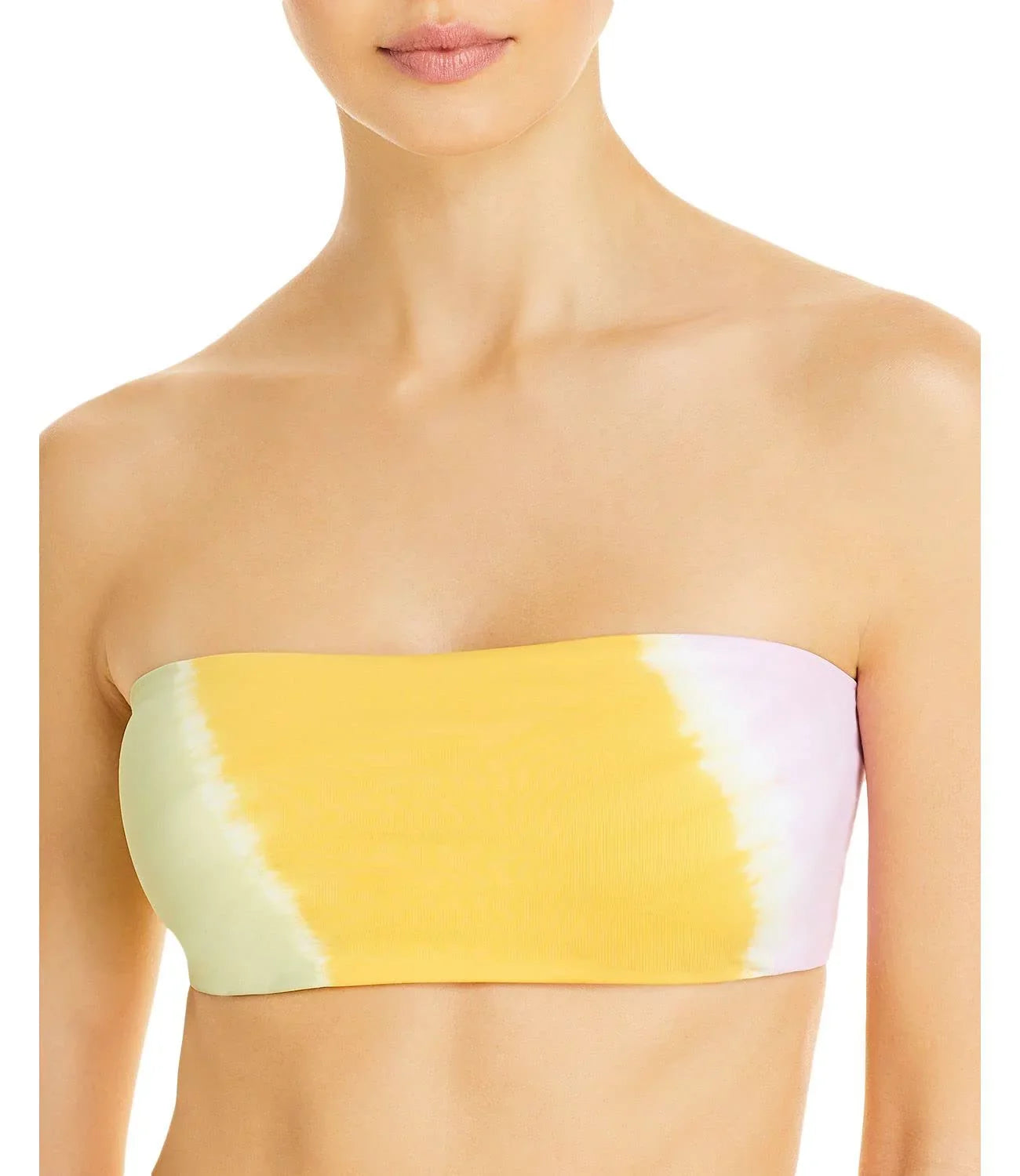 Space Women's Beach Wave Bandeau Bikini Tops, Yellow, -Small
