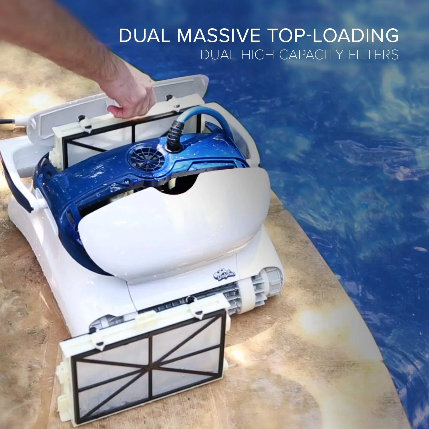 Dolphin Sigma Robotic Pool Cleaner with Bluetooth and Massive Top-Load Cartridge Filters, Ideal for Pools up to 50 Feet.