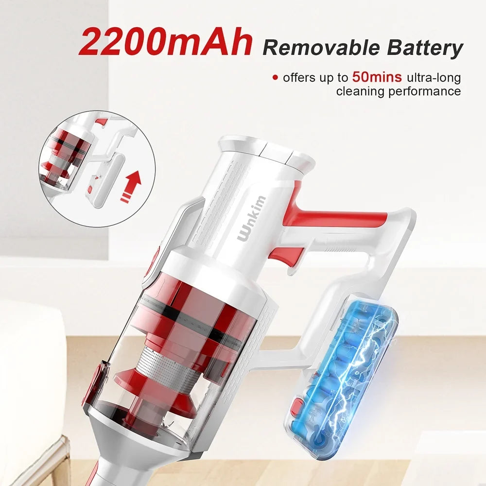 Wnkim Cordless Vacuum Cleaner, 28kPa Power Suction Lightweight Stick Vacuum with Smart  Display, Up to 50 Runtime, 8 in 1 Handheld Vacuum for Pet Hair Hard Floor Carpet Home,