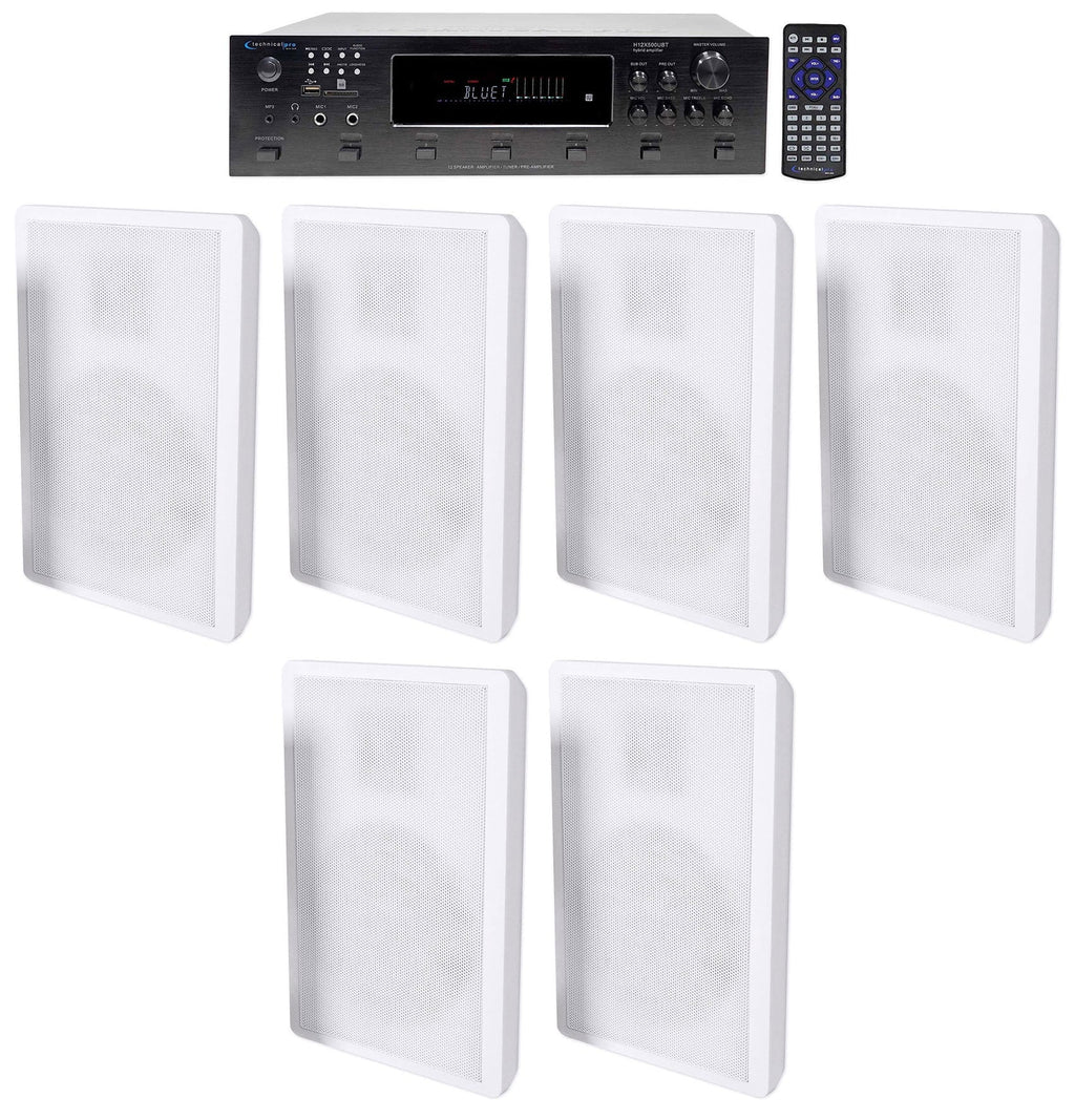 Technical Pro 6000w 6-Zone Home Theater Bluetooth Receiver+(6) Wall Speakers