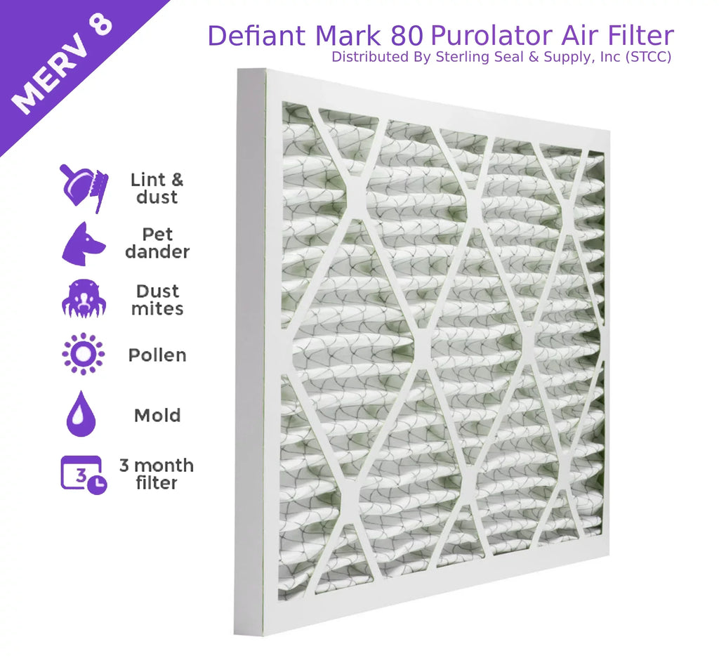 12x24x1, Purolator  Extended Surface Pleated Air Filter, Mechanical  8, (6 Pack)