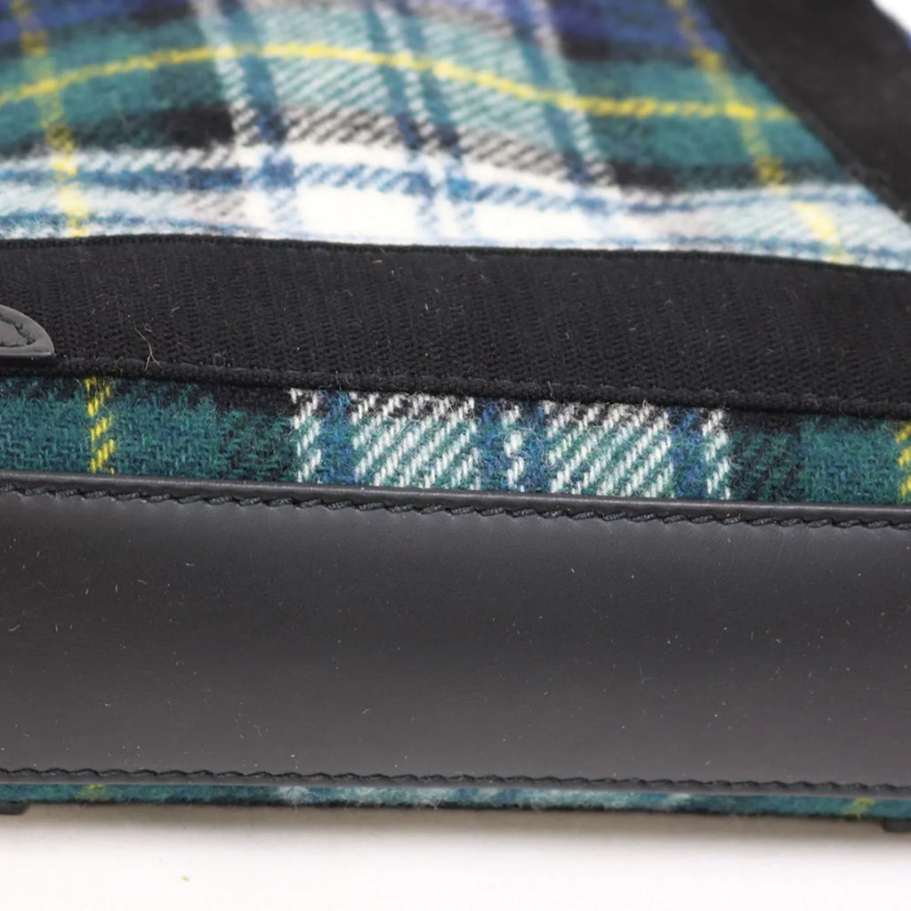 Pre-Owned Balenciaga Handbag Navy Cabas Plaid Small Green Women's Men's (Fair)
