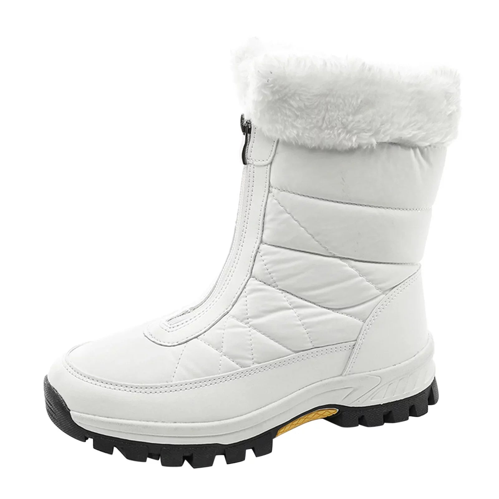 Fashion Women Winter Water Proof Flat Zipper Keep Warm Snow Boots Comfortable Mid Boots Shoes