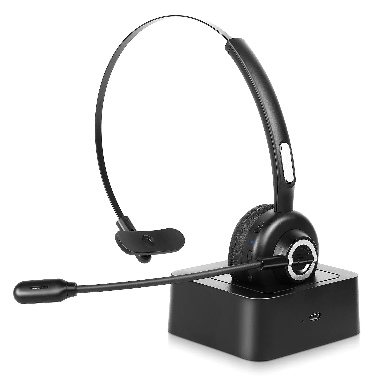 Comfortable Bluetooth Headset, - Wireless Headset with Microphone, Cell Phone Headset with Noise Isolation Mic Charging Base Mute Function for Samsung Galaxy Note10+ 5G With Charging Dock