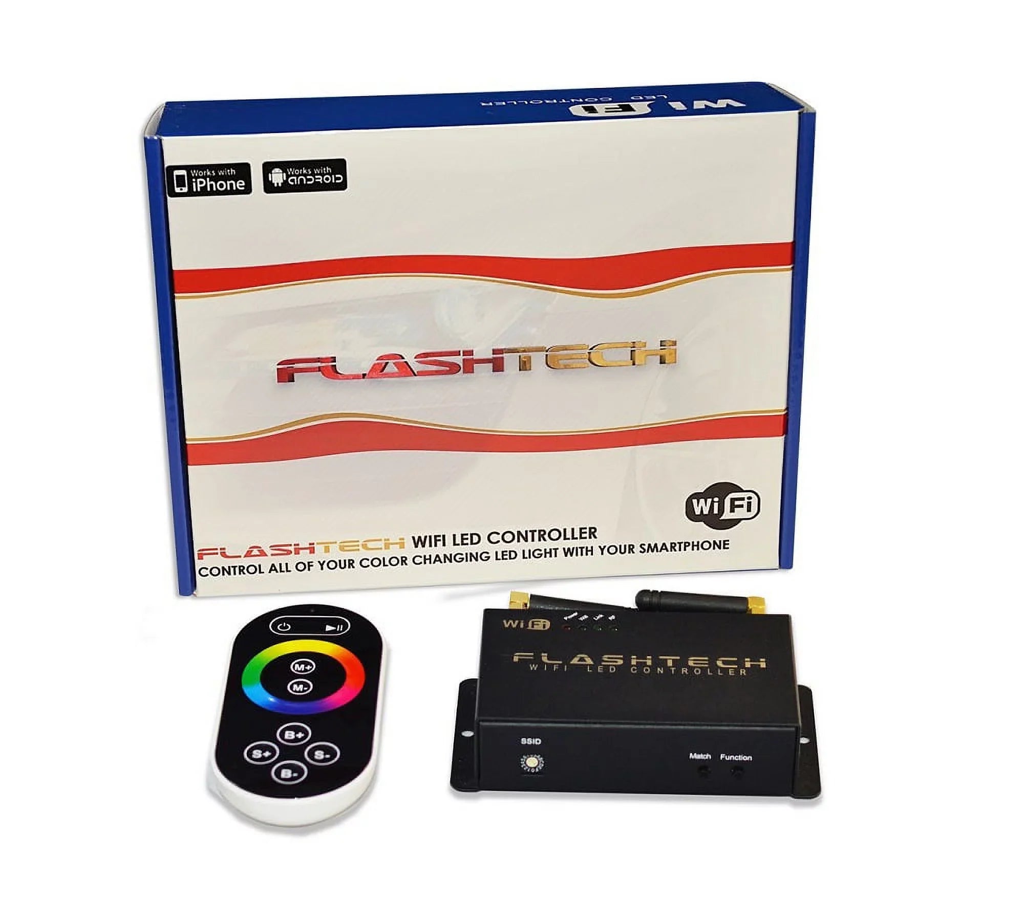 Flashtech   Multi Color Halo Ring Fog Light Kit for Dodge Caliber 07-12 with .3 Fusion Color Change Wifi Remote