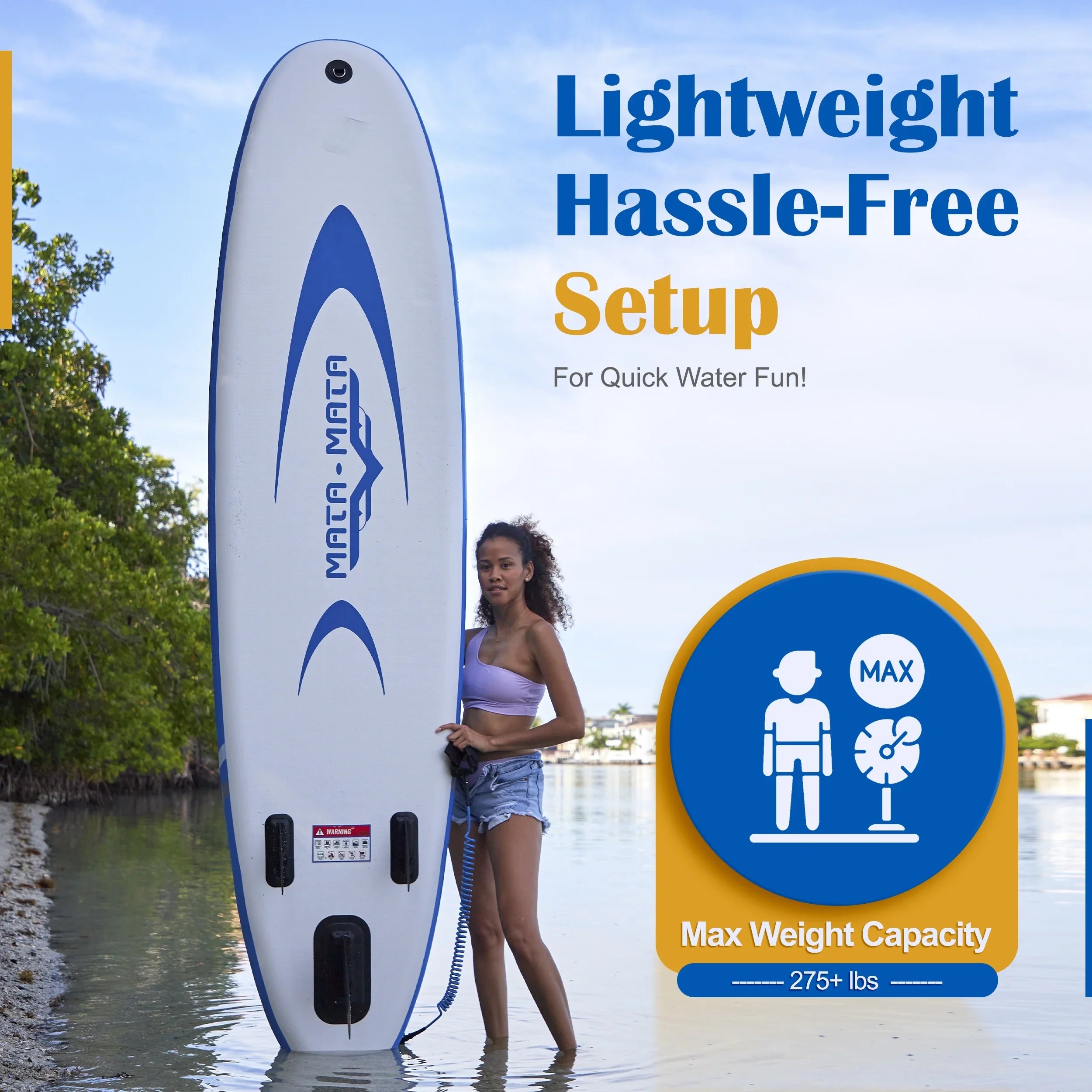 Blue Stream 10' Stand Up Paddle Board with Premium  Accessories & Backpack, Non-Slip Deck, Waterproof Bag, Leash Paddle, and Hand Pump