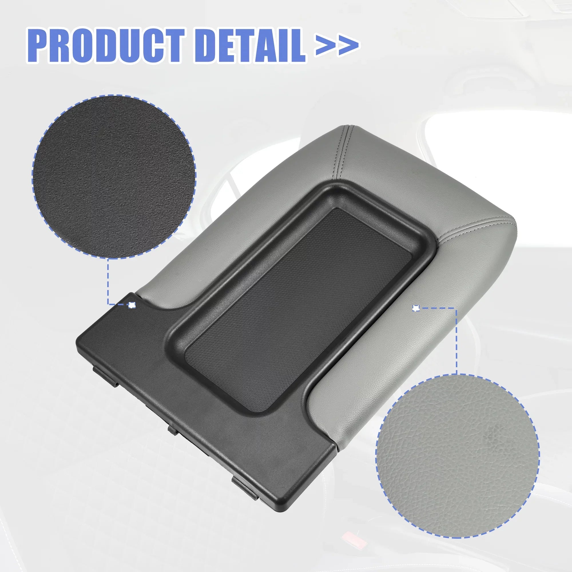 Unique Bargains Center Console Lid Armrest Seat Box Cover Protector for Cadillac Escalade 2003-2004 Faux Leather Gray