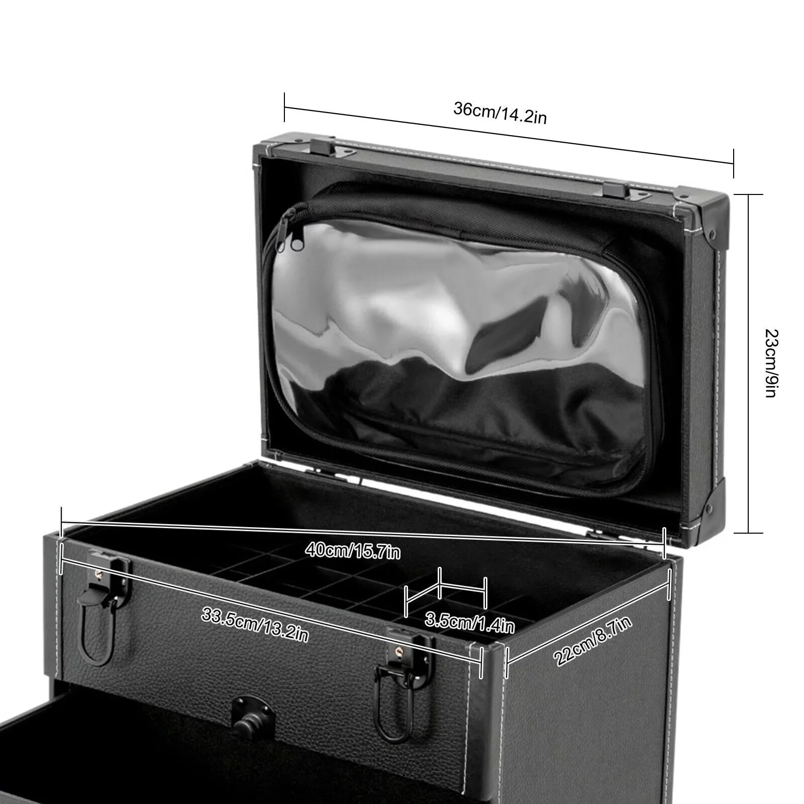Miumaeov Rolling Makeup Train Case Professional Cosmetic Trolley Storage Luggage Box Nail Polish Organizer