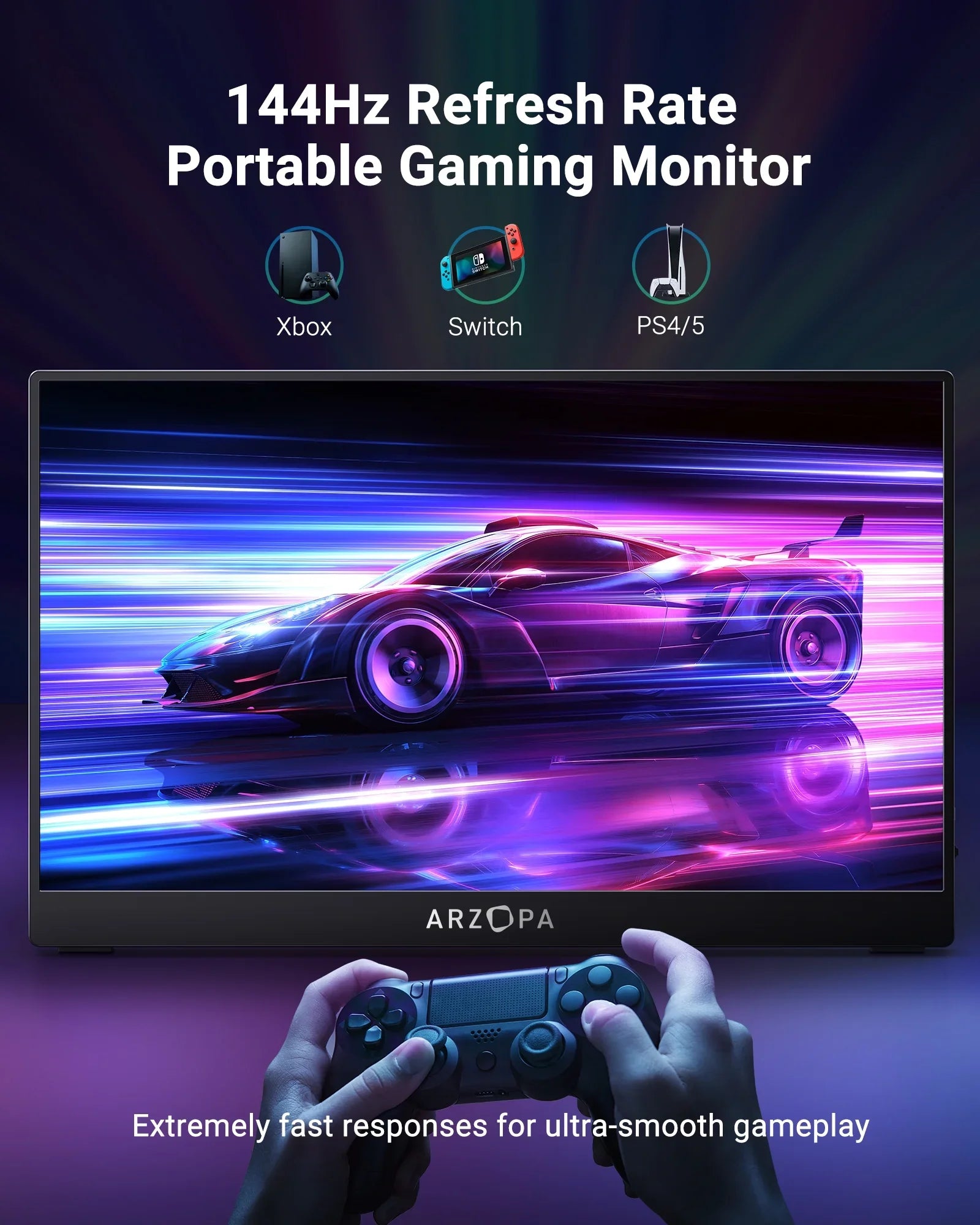 Arzopa 15.6'' 144Hz Portable Gaming Monitor, 1080P   , External Second Screen for Laptop,