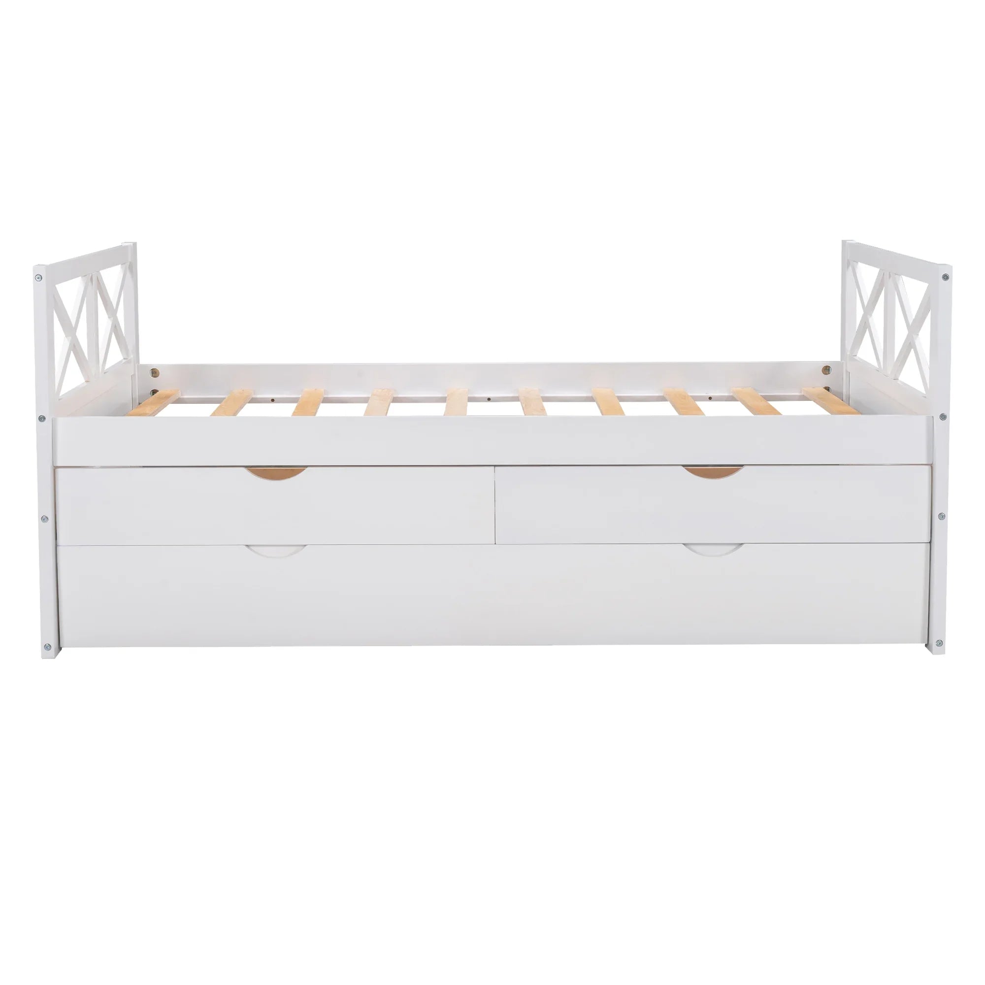 Merax Solid Wood Captain Bed with Trundle and Drawers, Twin, Multiple Colors