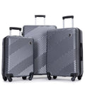 3 Piece Luggage Sets + Lightweight Suitcase with Two Hooks, Spinner Wheels, (20/24/28) Gray