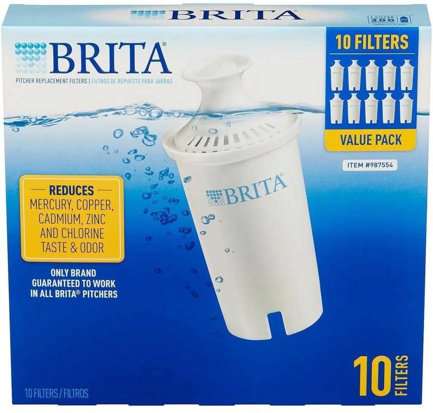 Brita Pour-Through Pitcher Replacement Filter, 10 pk.