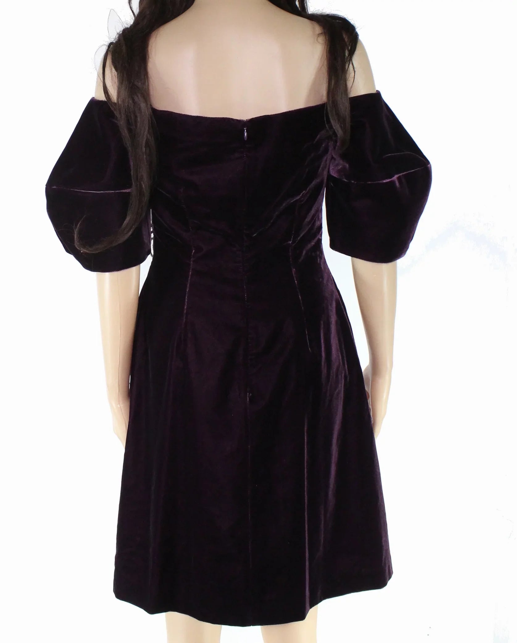 Jill Jill Stuart Women's Velvet Puff-Sleeve Shift Dress (0, Eggplant)