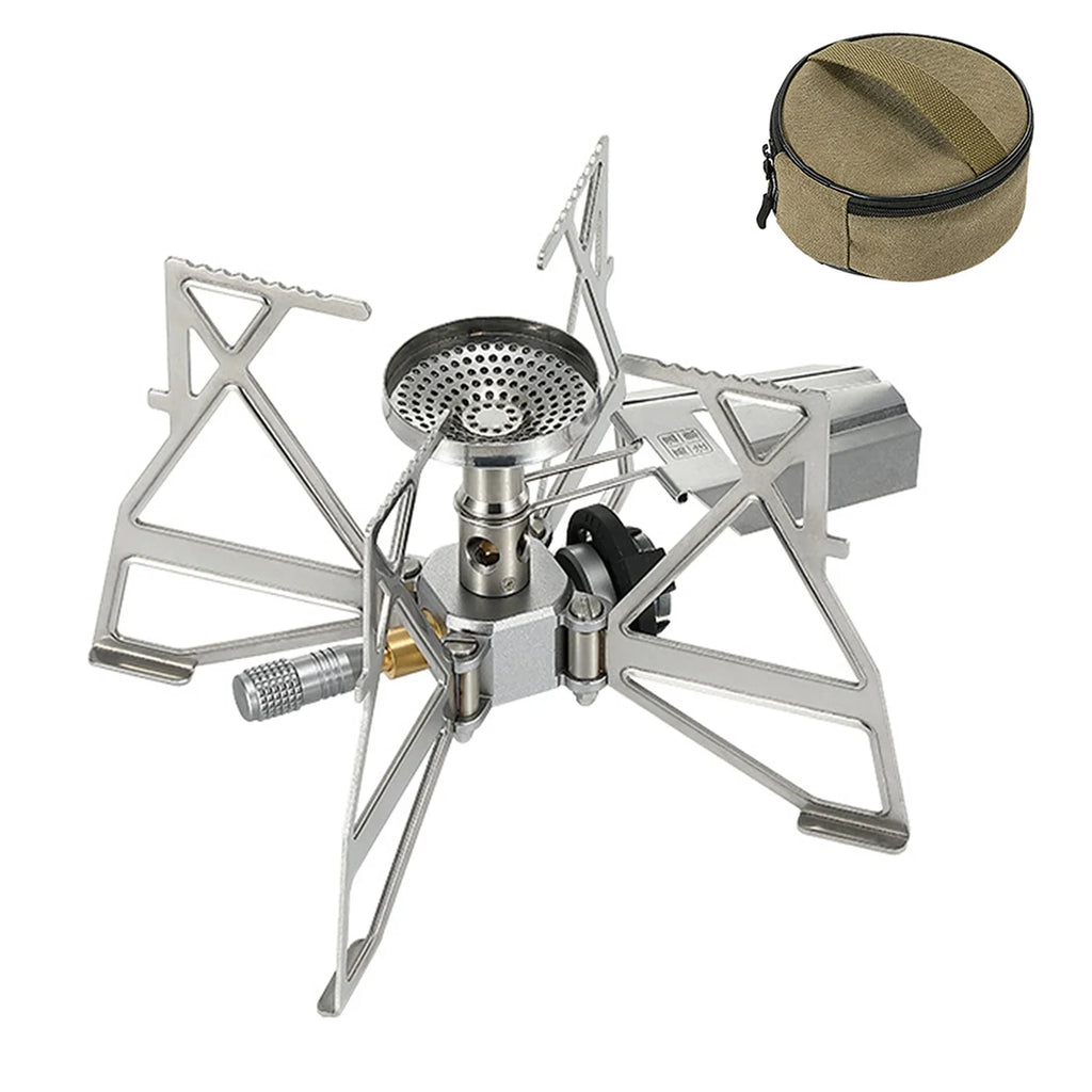 Andoer Collapsible Backpacking Stove, 3300W Stainless Steel Camping Gas Stove for Hiking and Picnics