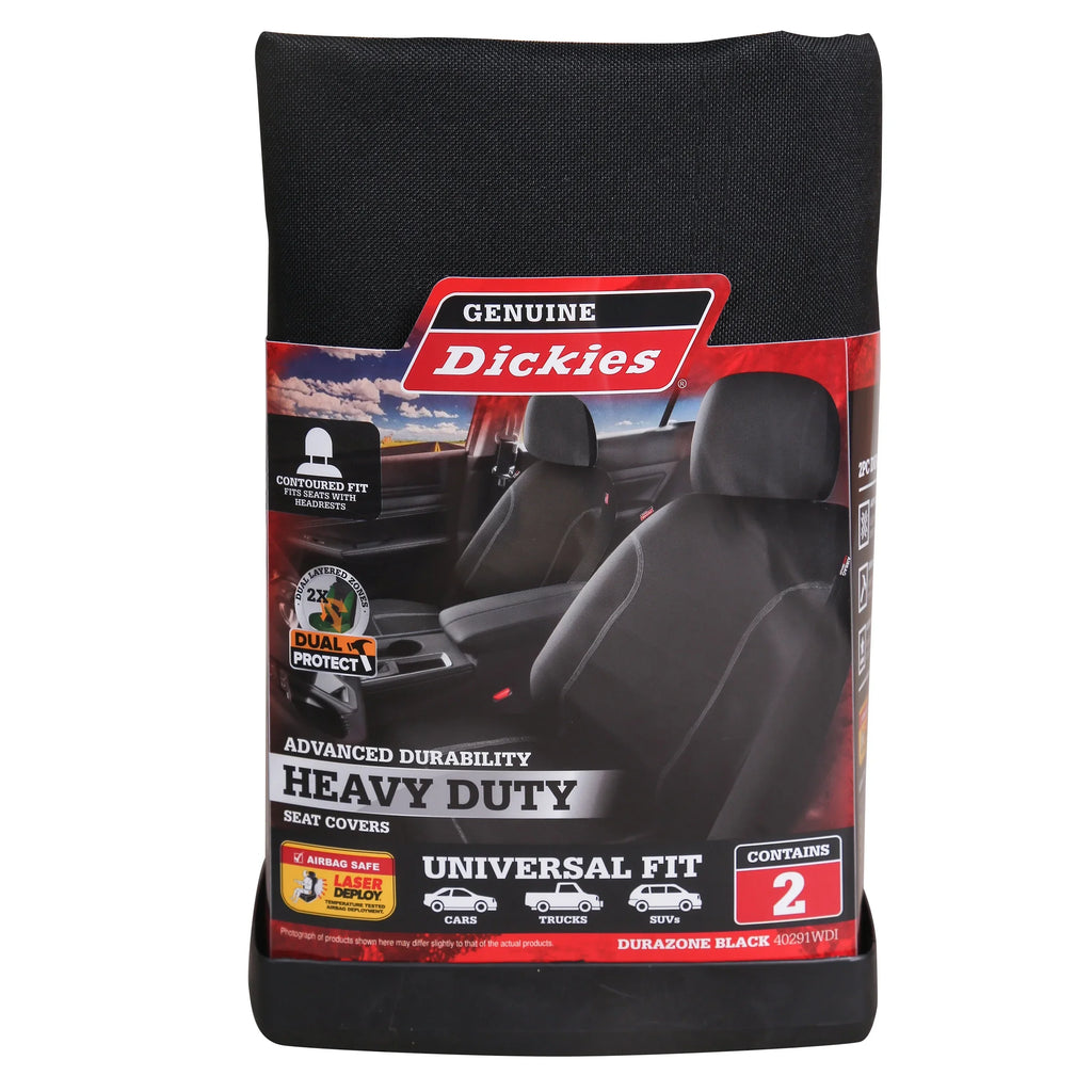 Genuine Dickies 2 Piece Durazone Car Seat Covers, Black
