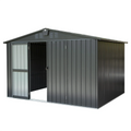 Capri Outdoor Storage Shed 10'x 8', Metal Garden Shed for Bike, Trash Can, Tools, Galvanized Steel Outdoor Storage Cabinet with Lockable Door for Backyard, Patio, Lawn, Black